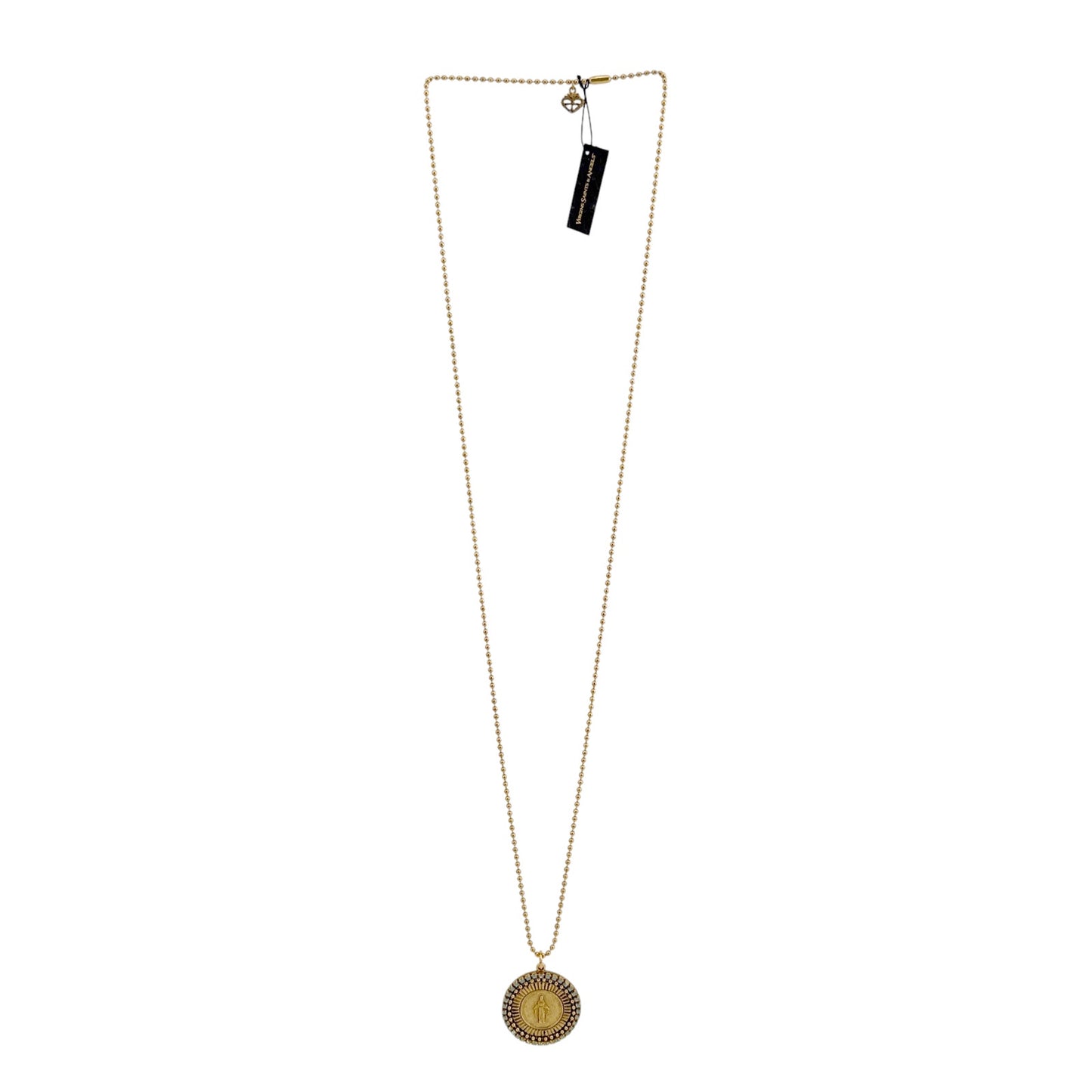 VIRGINS SAINTS & ANGELS VSA Disco Virgin Charm Necklace in Gold & Pacific Opal