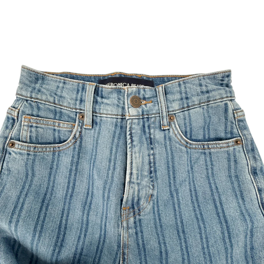 VERONICA BEARD Crosbie Striped Loafer Length Wide Leg Jean 24 - flyKAMP