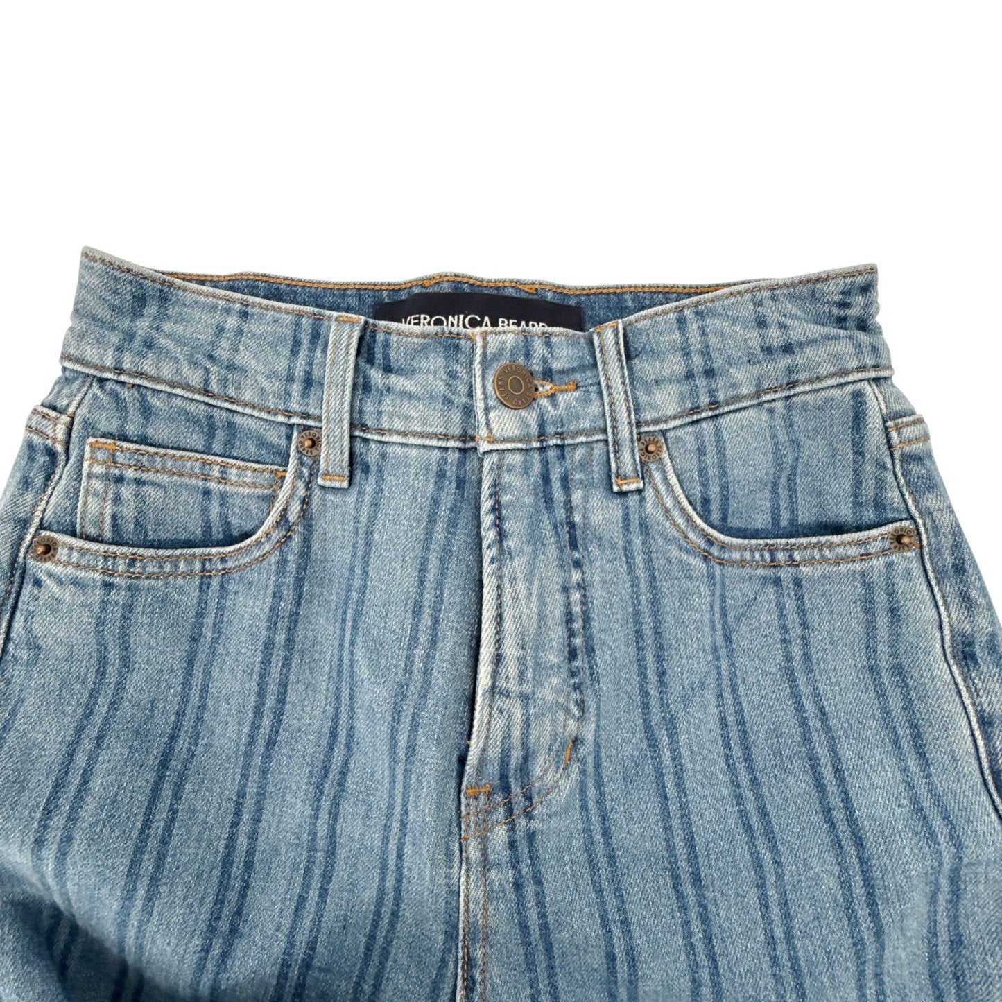 VERONICA BEARD Crosbie Striped Loafer Length Wide Leg Jean 24