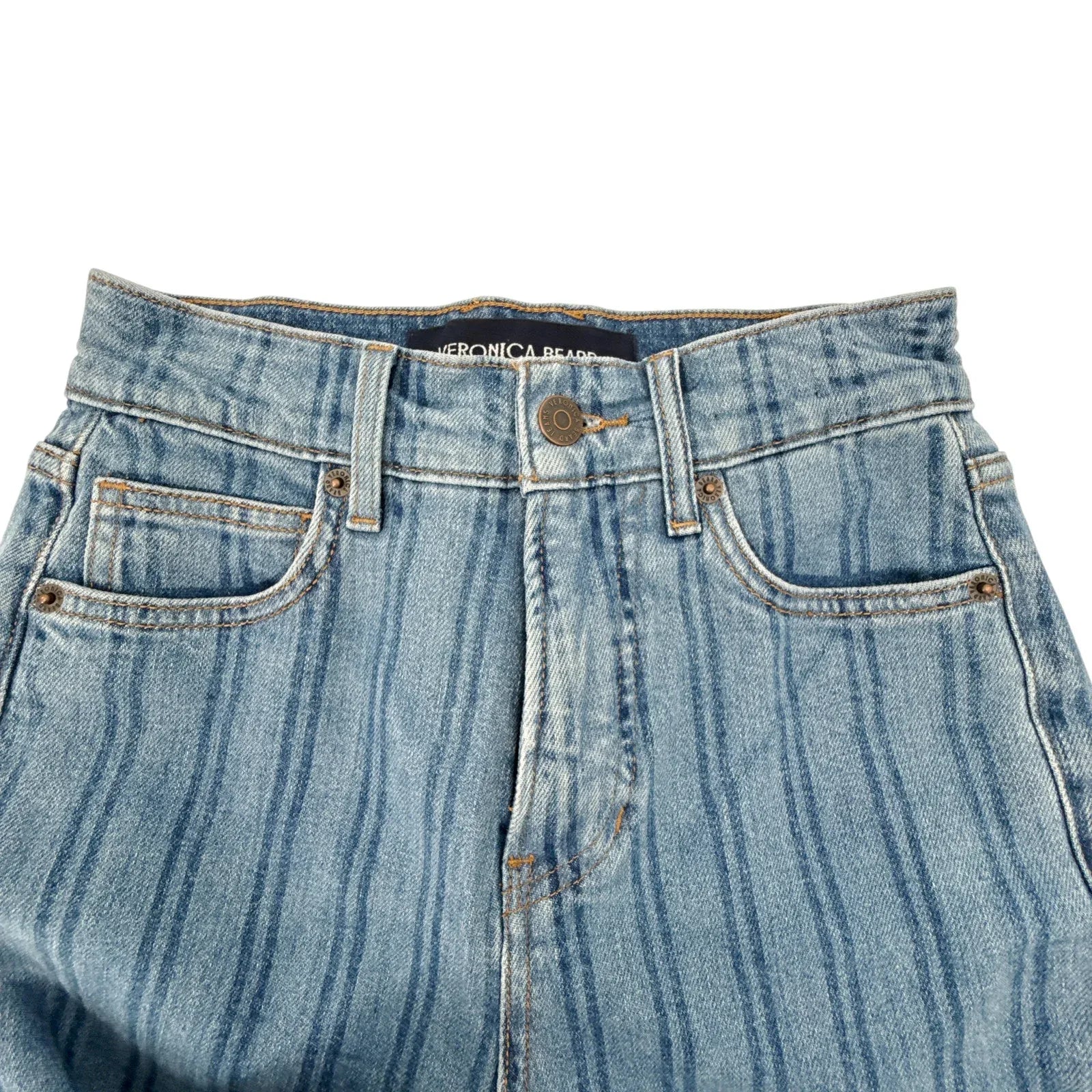 VERONICA BEARD Crosbie Striped Loafer Length Wide Leg Jean 24 - flyKAMP
