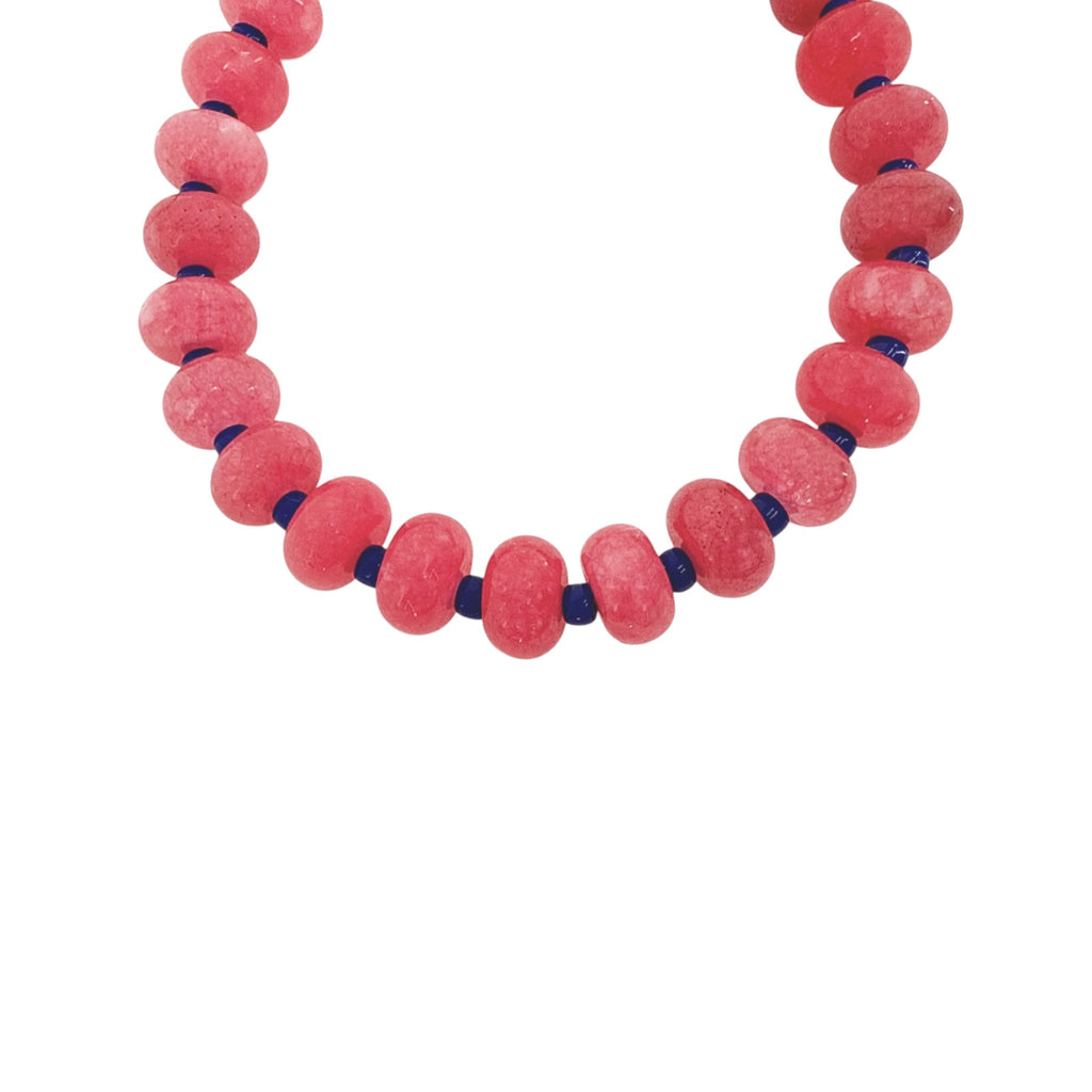 THE SILVER WREN Candy Stone Beaded Bracelet in Dark Pink