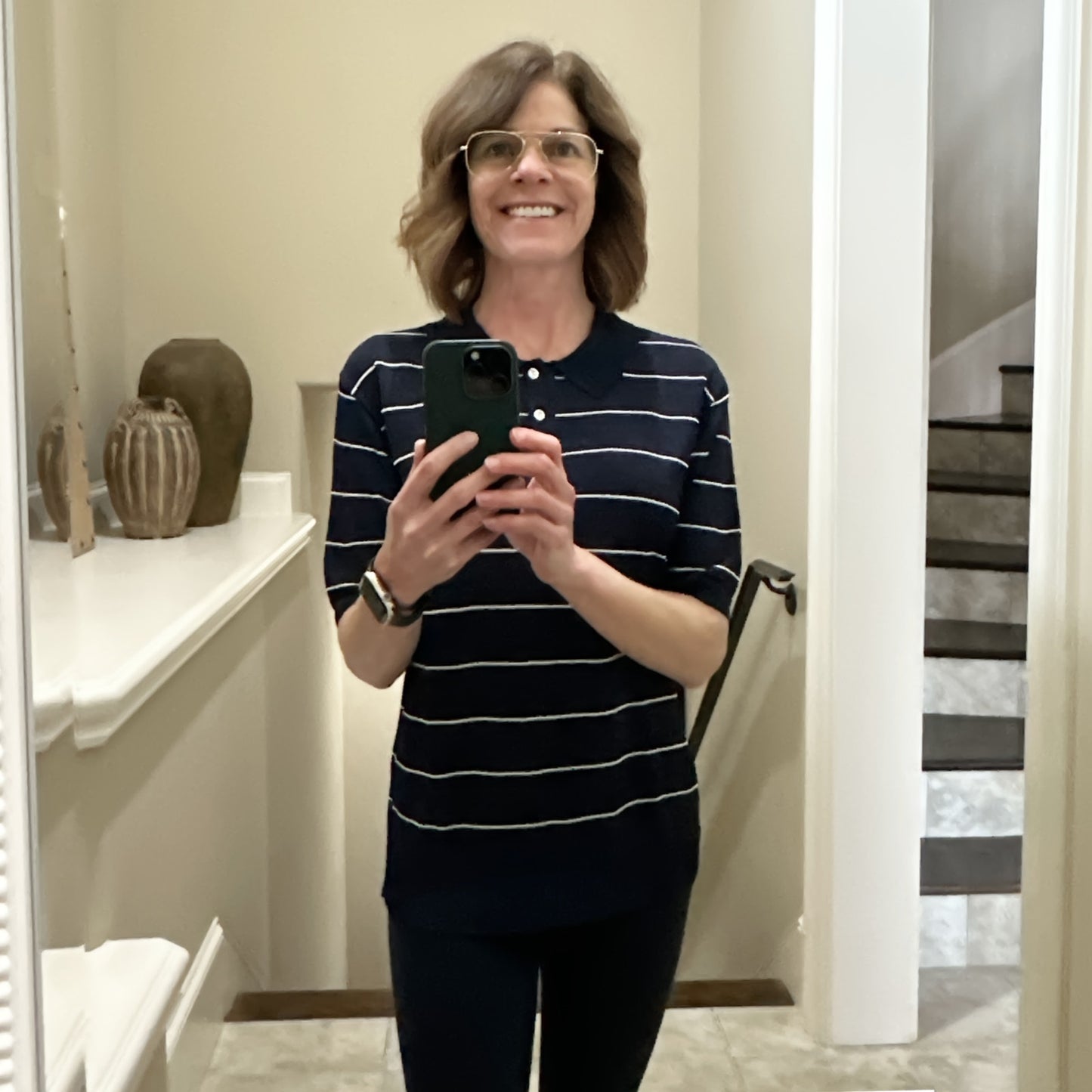 KULE Knit Polo Sweater in Navy L