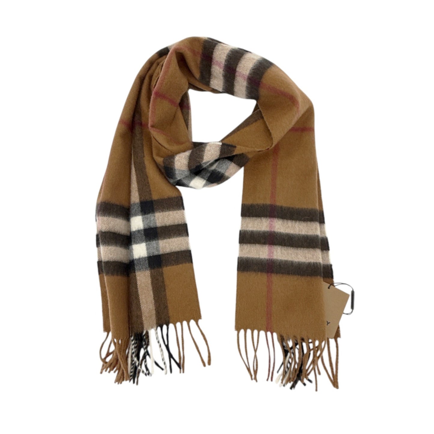 BURBERRY Giant Check Cashmere Scarf in Birch Brown