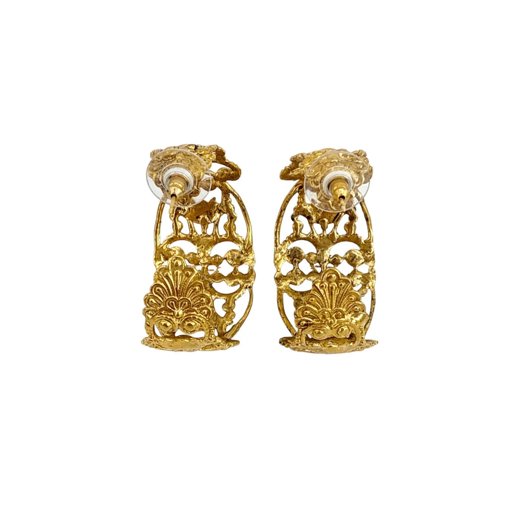 VIRGINS SAINTS & ANGELS VSA Antigua Wide Hoop Post Earrings in Gold - flyKAMP