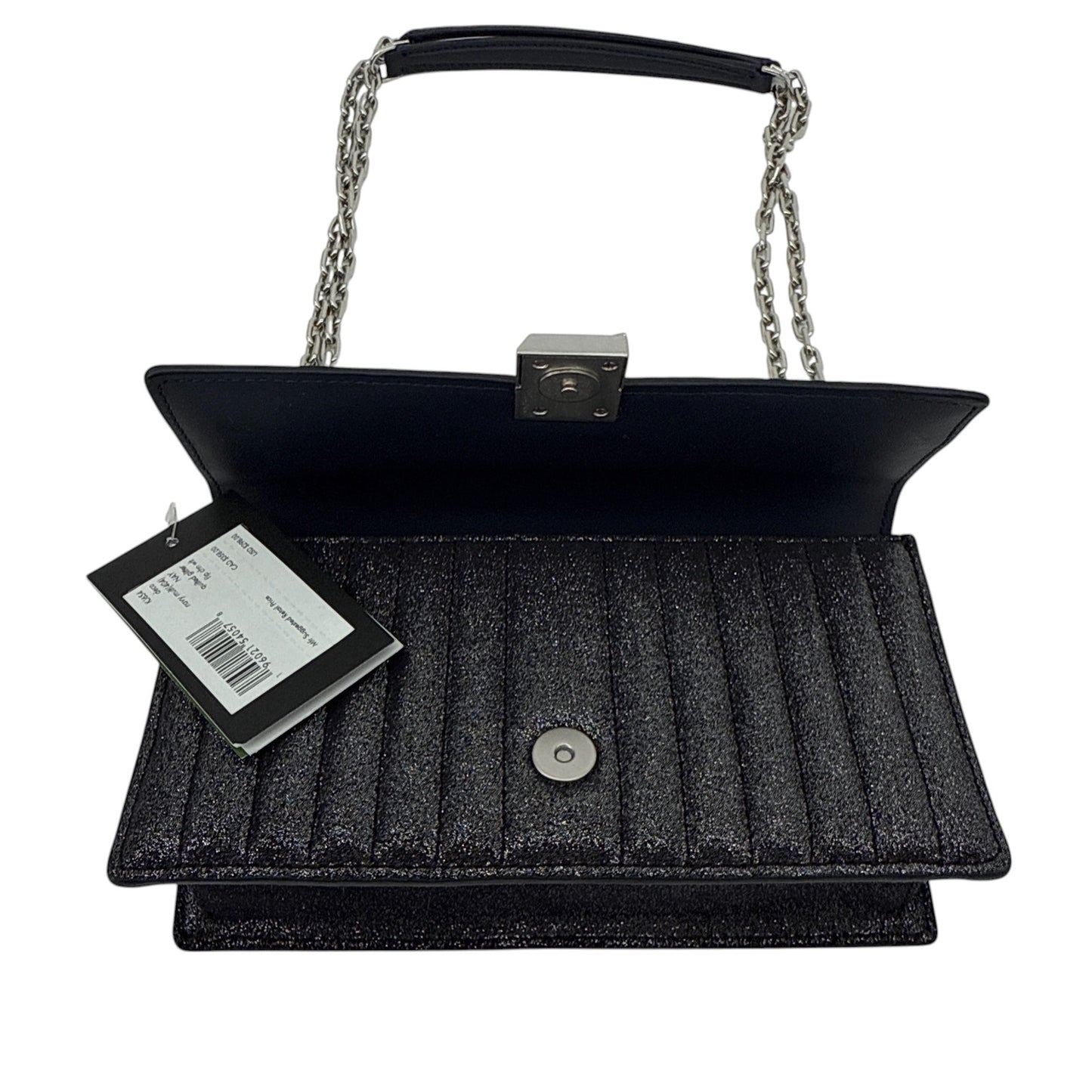 KATE SPADE Deco Quilted Glitter Suede Mini Flap Chain Crossbody