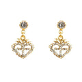 VIRGINS SAINTS & ANGELS VSA Queen of Hearts Crystal Drop Post Earrings in Gold - flyKAMP