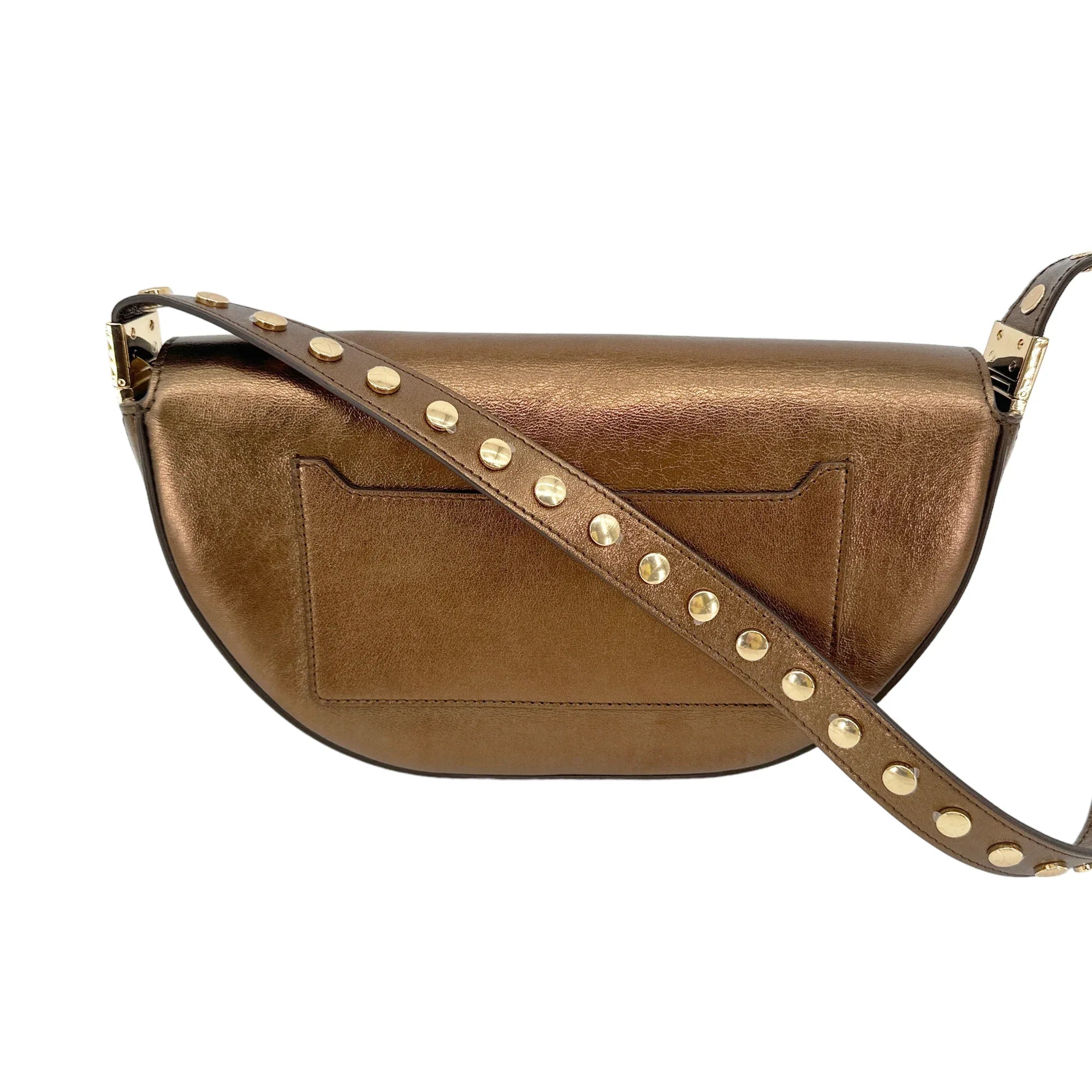 BURBERRY Small Metallic Leather Olympia Shoulder Bag in Bronze - flyKAMP