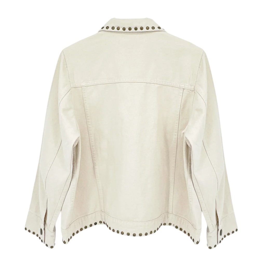 THE GREAT. The Studded Slouchy Jean Jacket.in Natural 1|S - flyKAMP
