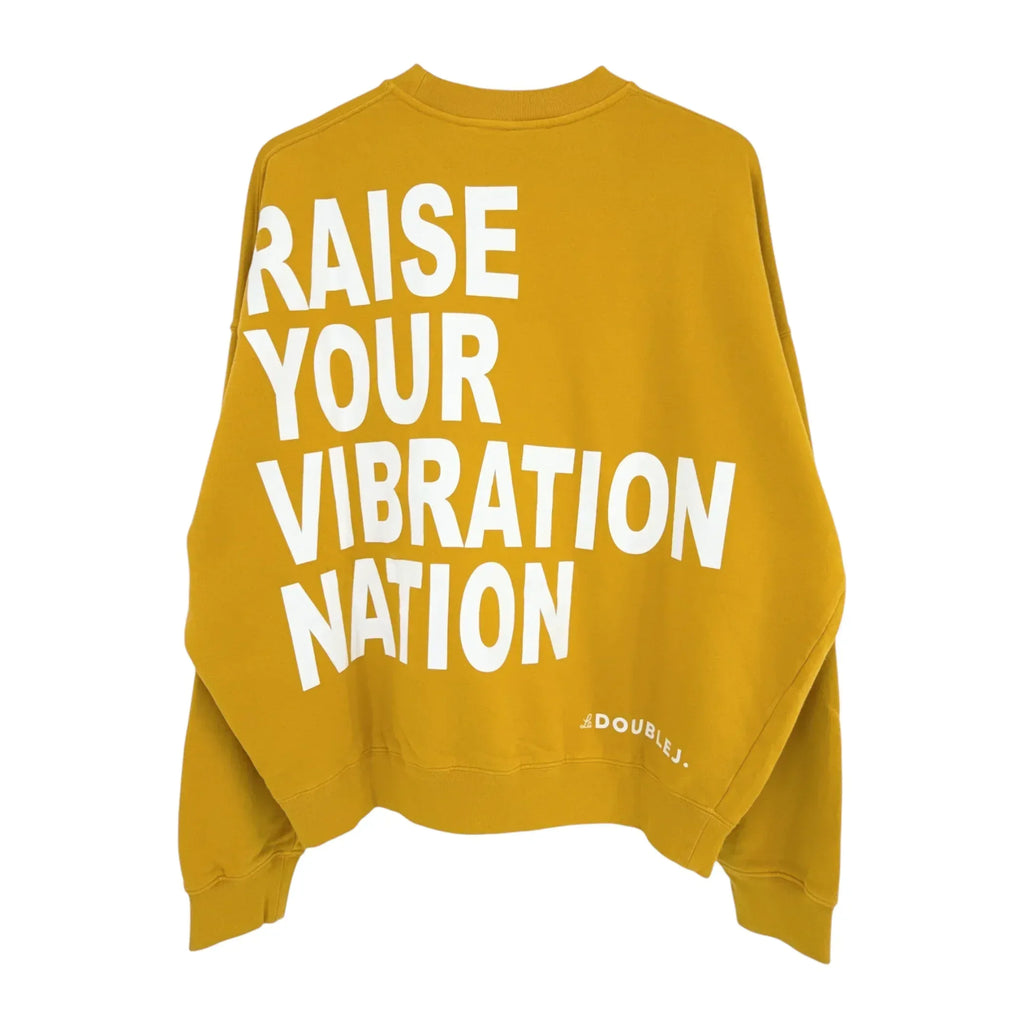 LA DOUBLEJ Off Court Sweatshirt "Raise Your Vibration Nation" in Dark Mustard S - flyKAMP