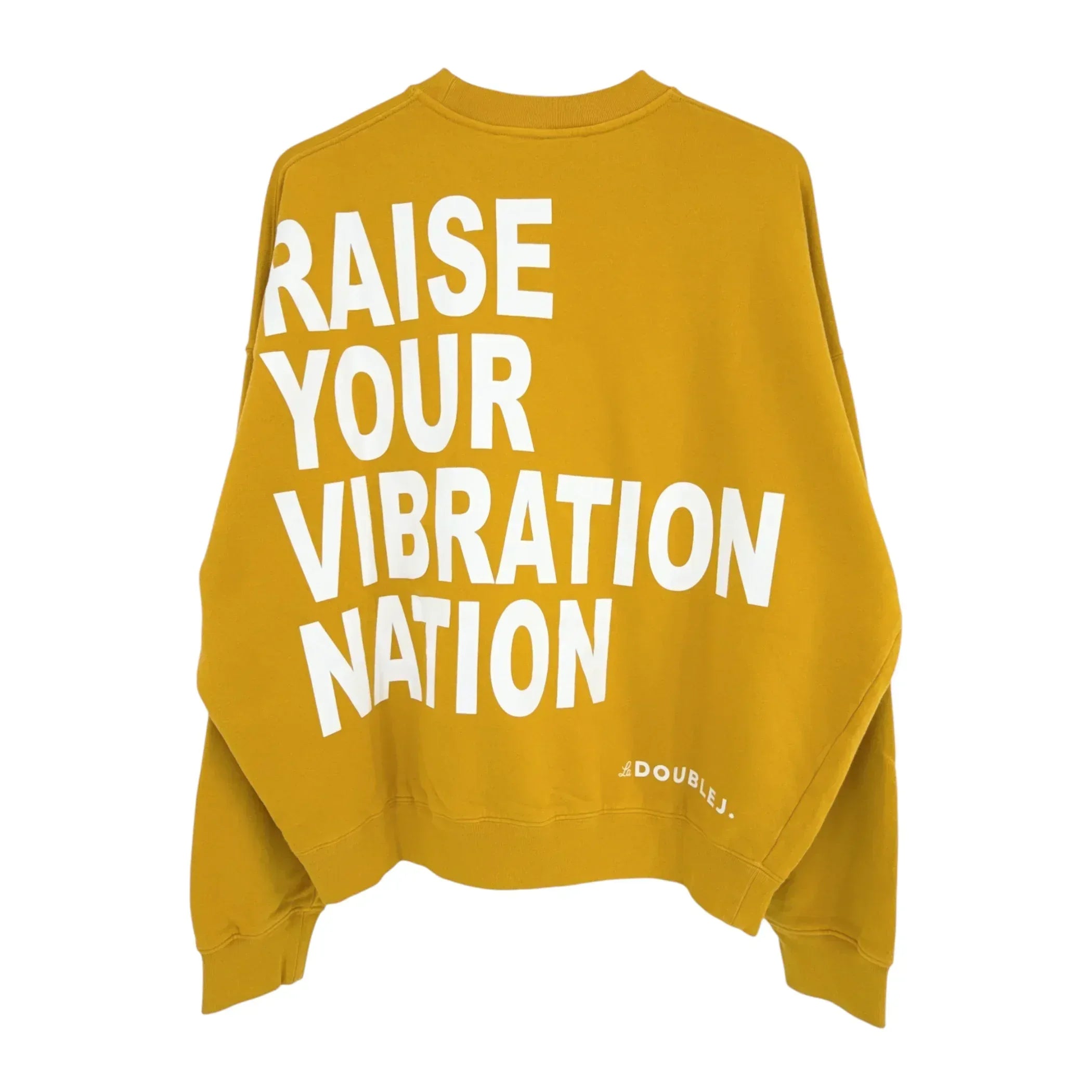 LA DOUBLEJ Off Court Sweatshirt "Raise Your Vibration Nation" in Dark Mustard S - flyKAMP
