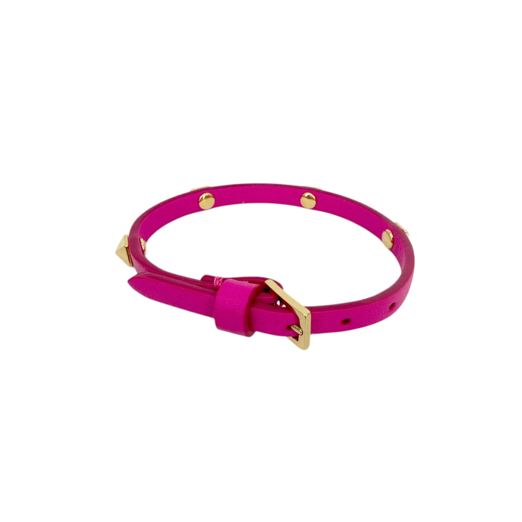 VALENTINO GARAVANI Rockstud Leather Bracelet in Pink - flyKAMP