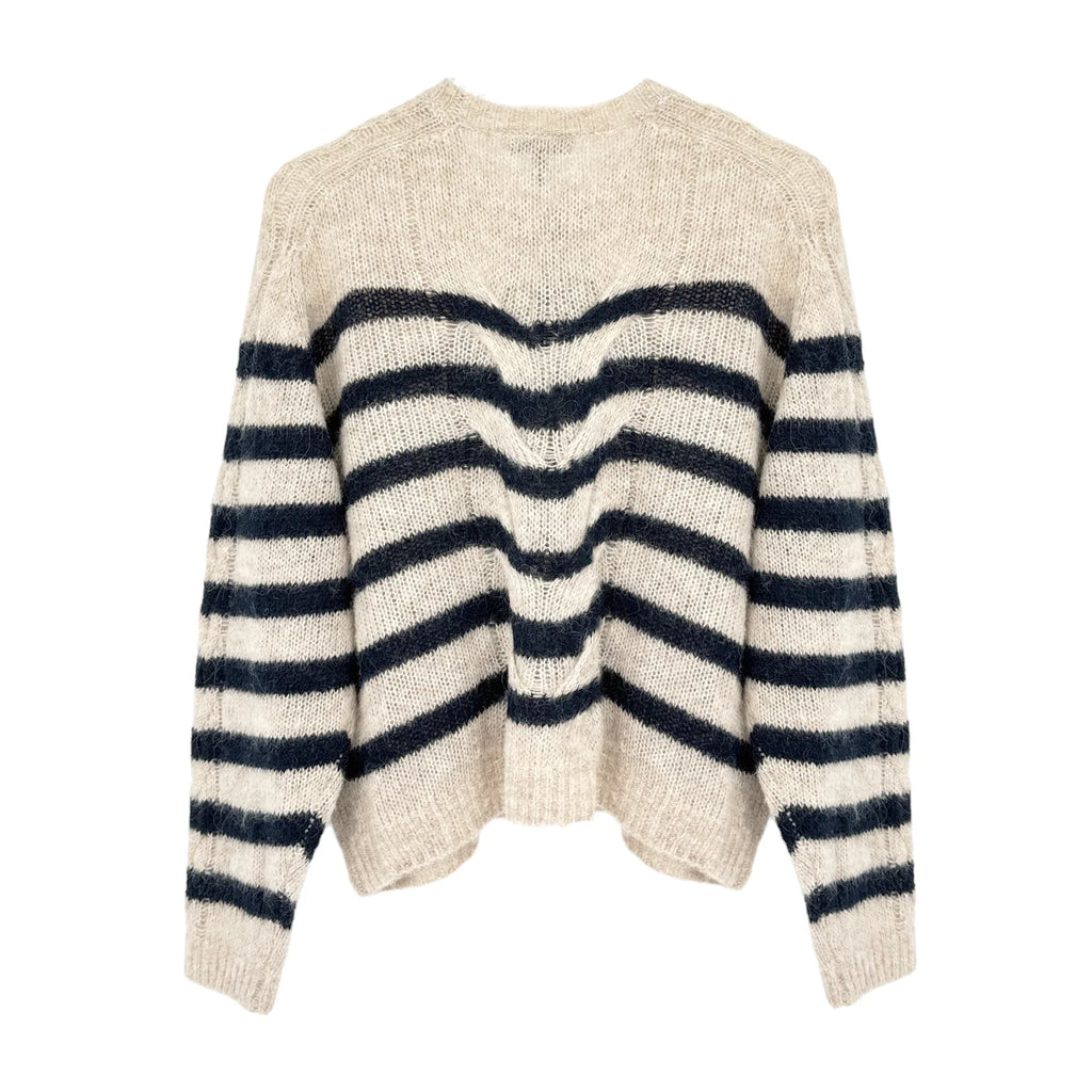 RAG & BONE Mia Striped Wool Alpaca Cable Sweater M - flyKAMP