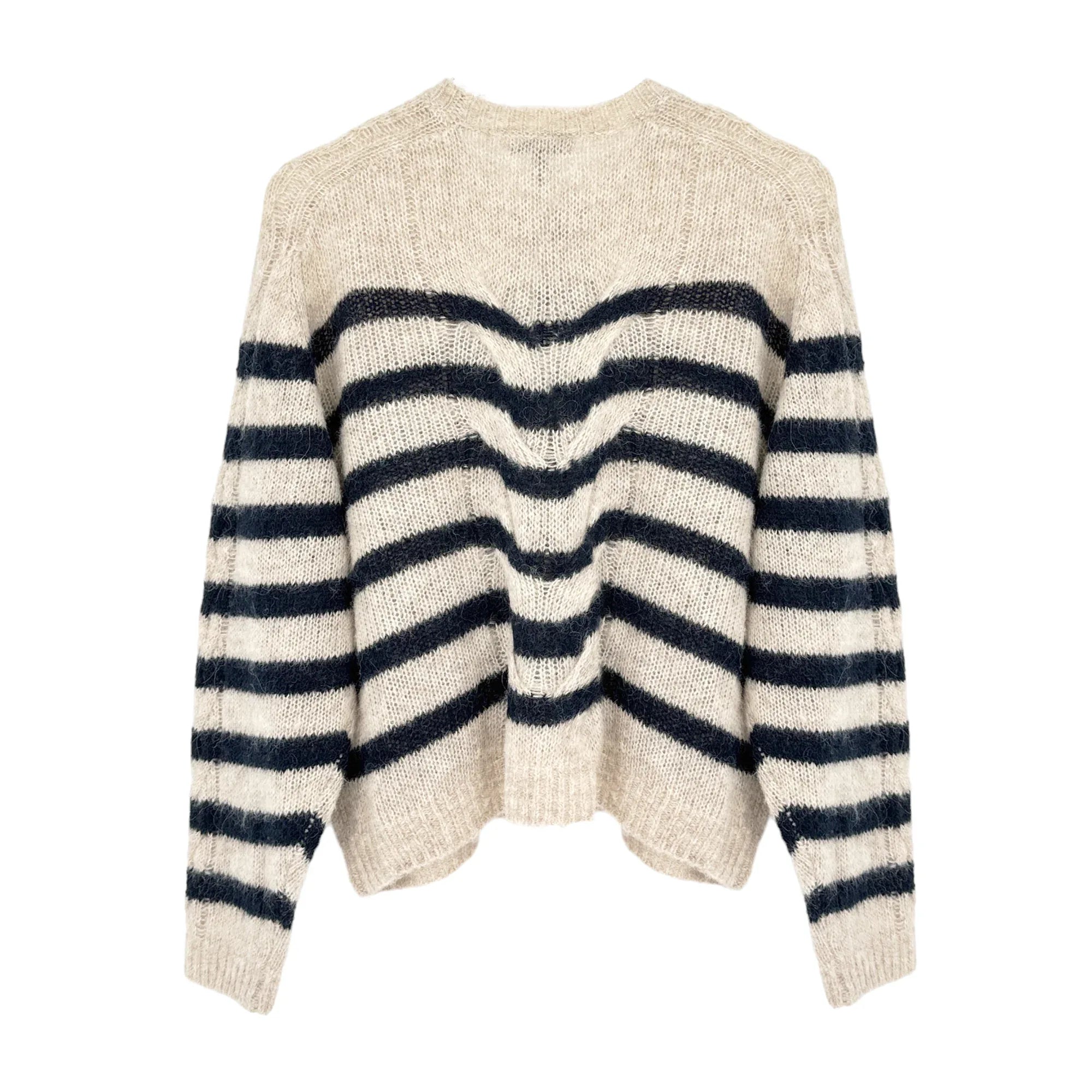 RAG & BONE Mia Striped Wool Alpaca Cable Sweater M - flyKAMP