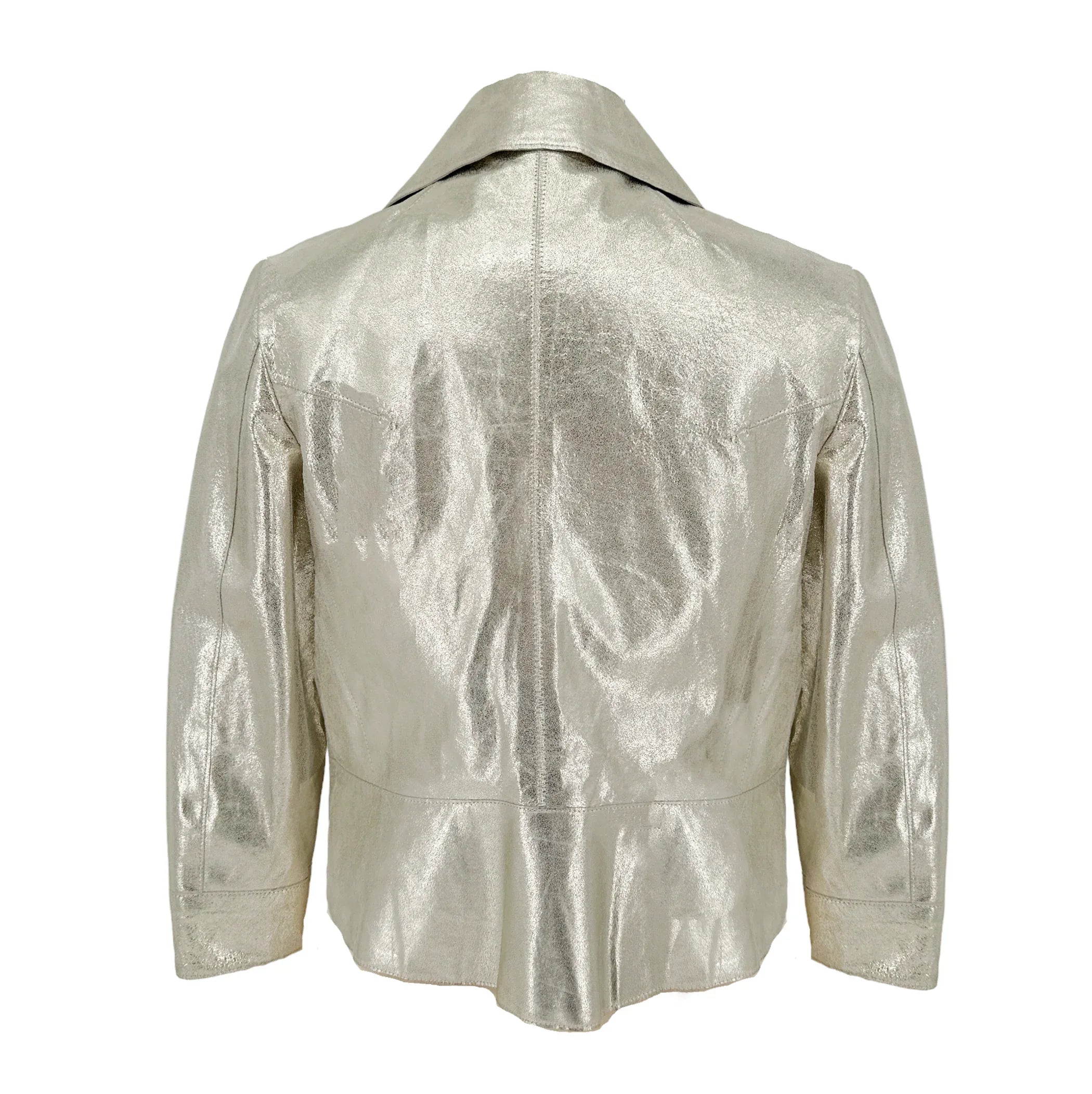 ROBERT RODRIGUEZ Metallic Leather Jacket in Gold 10|M - flyKAMP