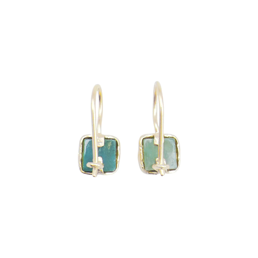 SILPADA Mediterra Natural Aquamarine Petite Drop Earrings in 14K Gold-Plated SS - flyKAMP
