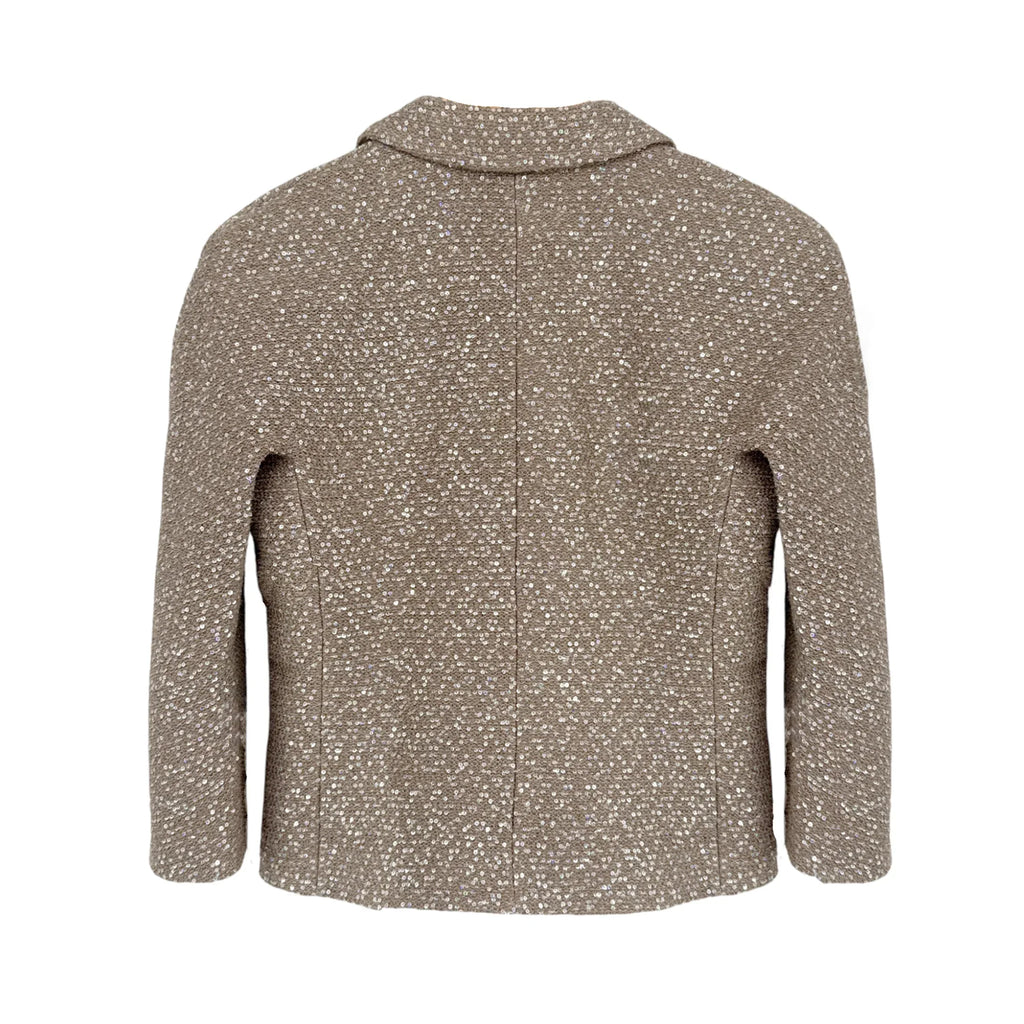 ST. JOHN Textured Sequin Knit Collared Jacket 4|S - flyKAMP
