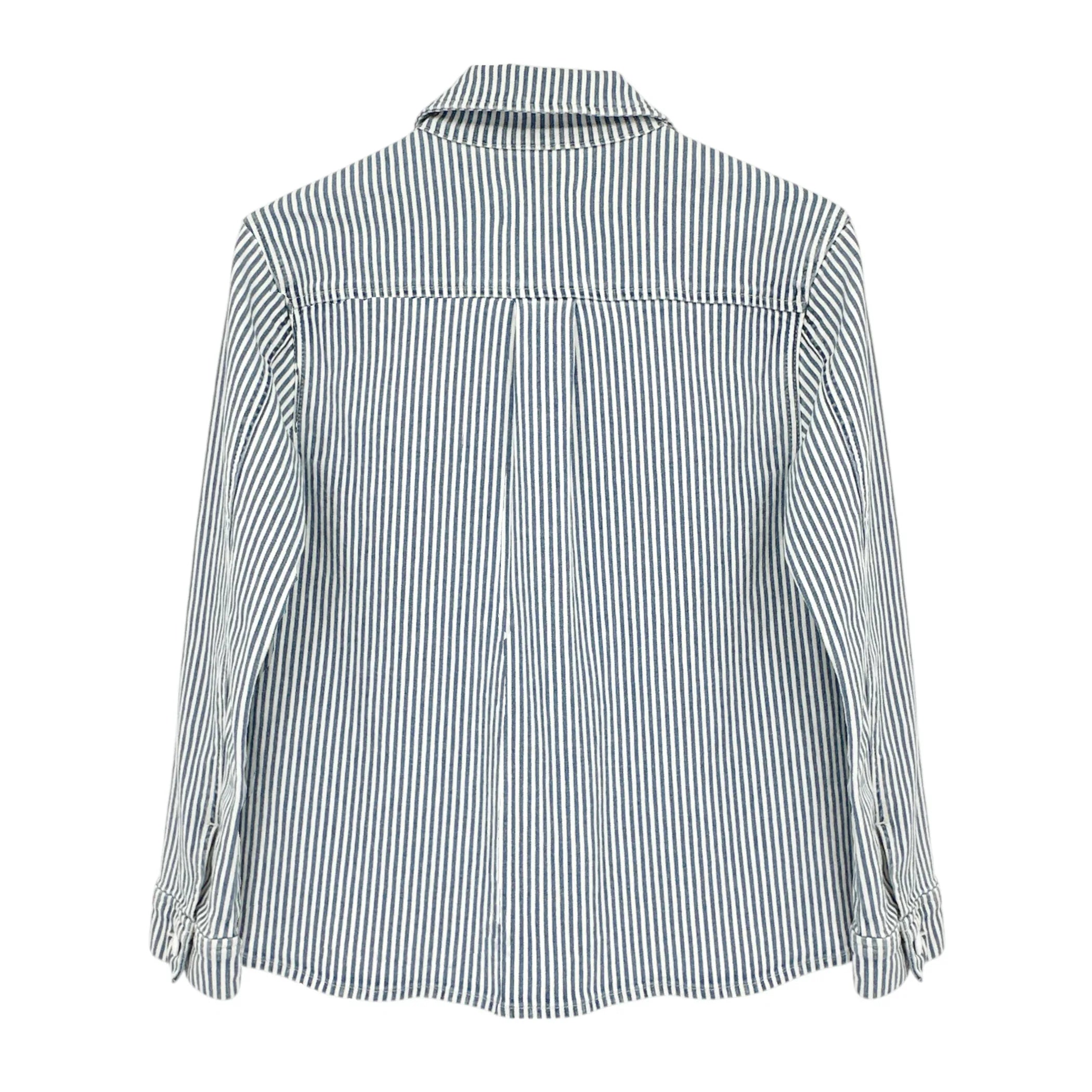 FRAME Engineer Striped Denim Shirt Jacket XS - flyKAMP