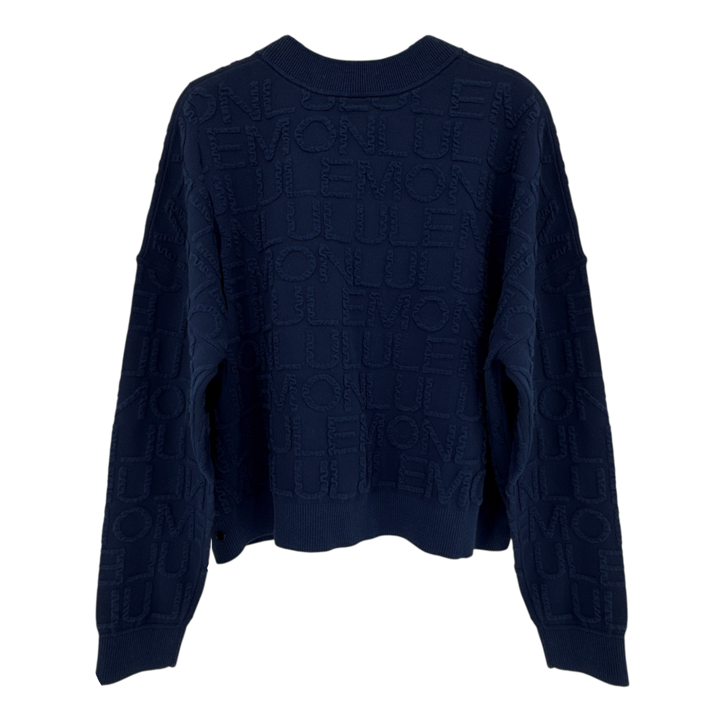 LULULEMON Cotton Blend Jacquard Crewneck Sweater in Club Blue S