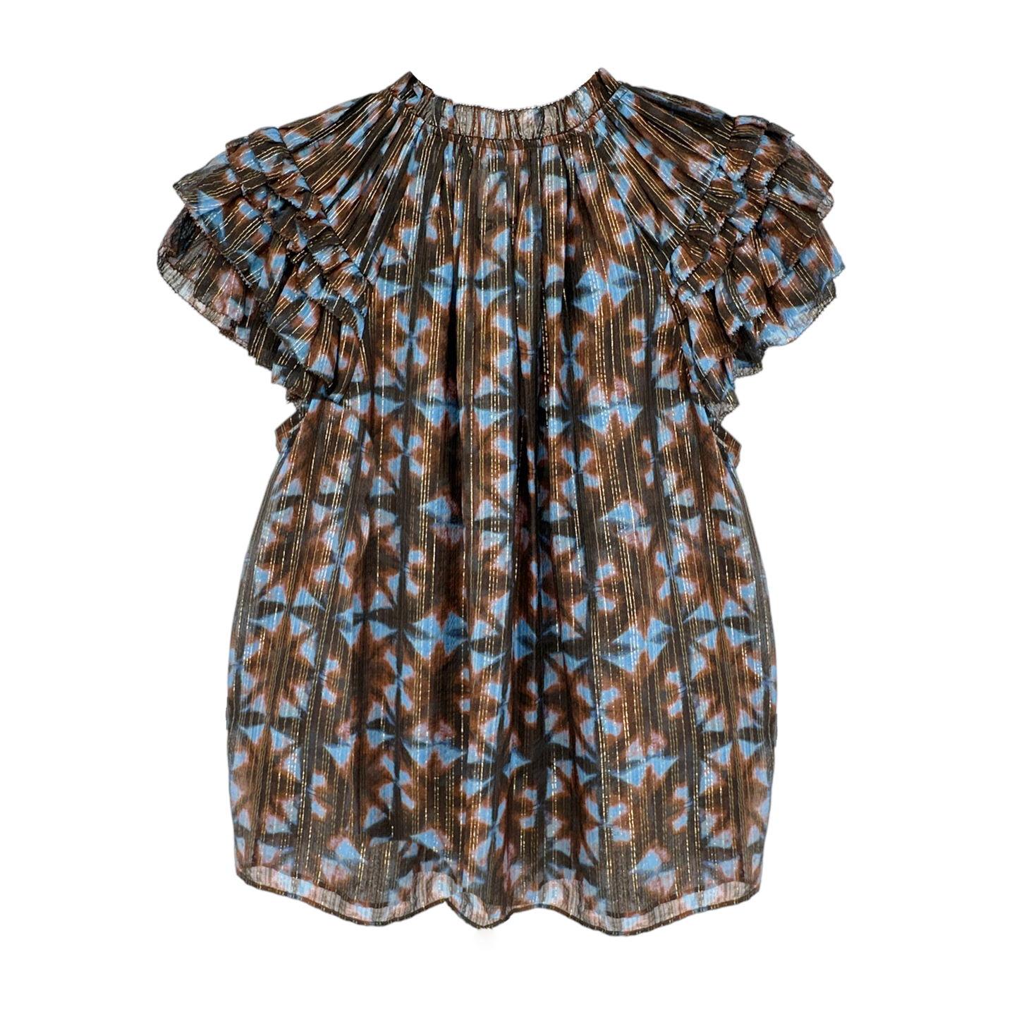 ULLA JOHNSON Marta Ruffle Blouse In Twilight Prism 2