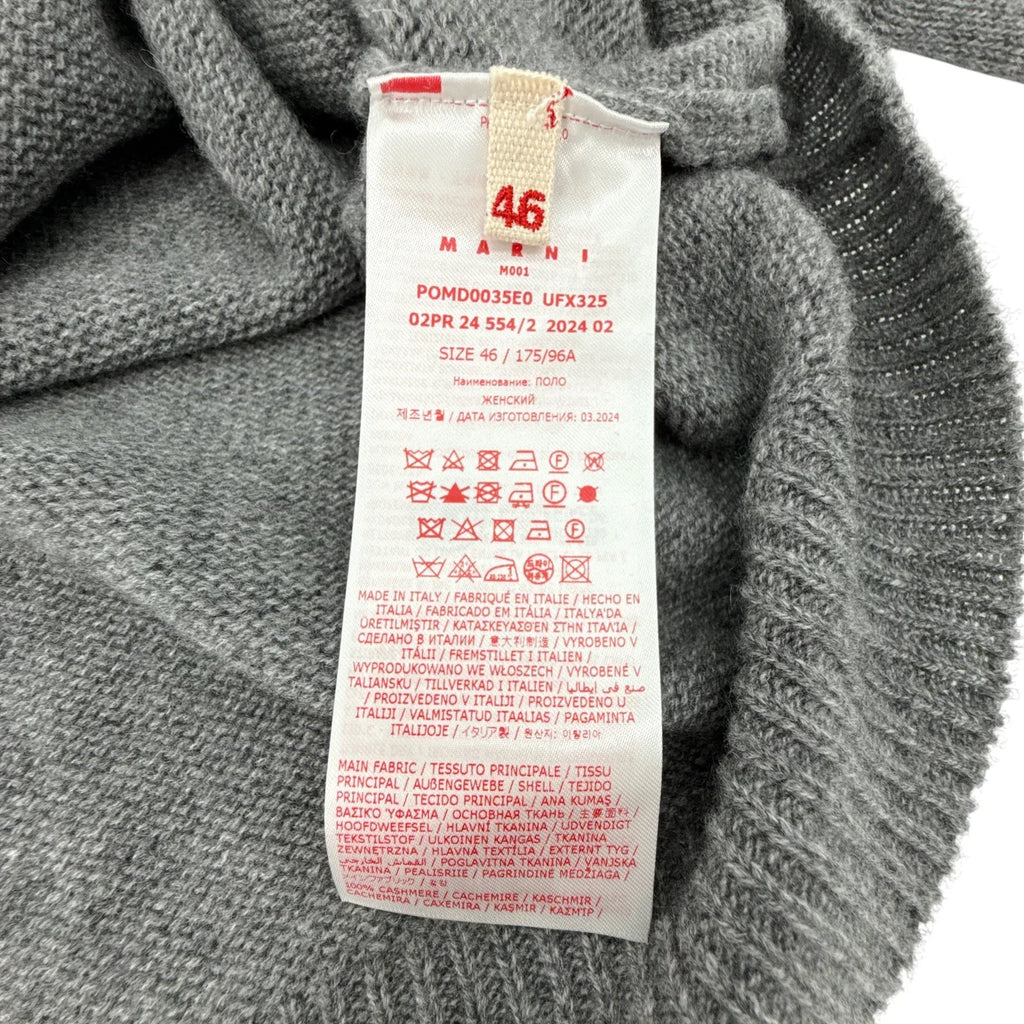 MARNI Cashmere Polo Jumper with Marni Patch in Graphite IT46|US10 - flyKAMP