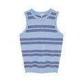 MINNIE ROSE Cotton Cashmere Striped Crew Neck Tank in Sky Blue Combo S Minnie Rose