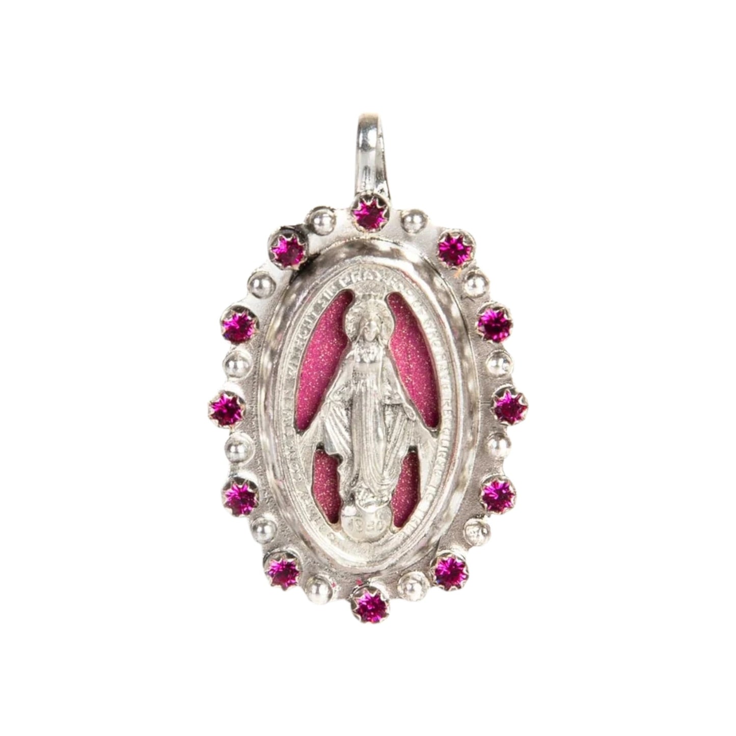 VIRGINS SAINTS & ANGELS VSA Milagrosa Medallion in Pink & Silver
