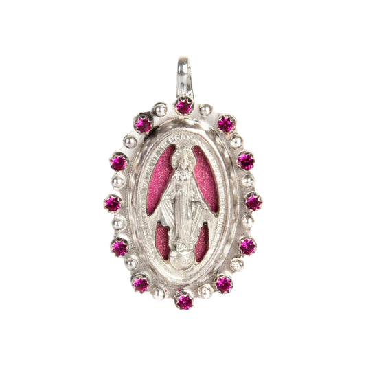 VIRGINS SAINTS & ANGELS VSA Milagrosa Medallion in Pink & Silver