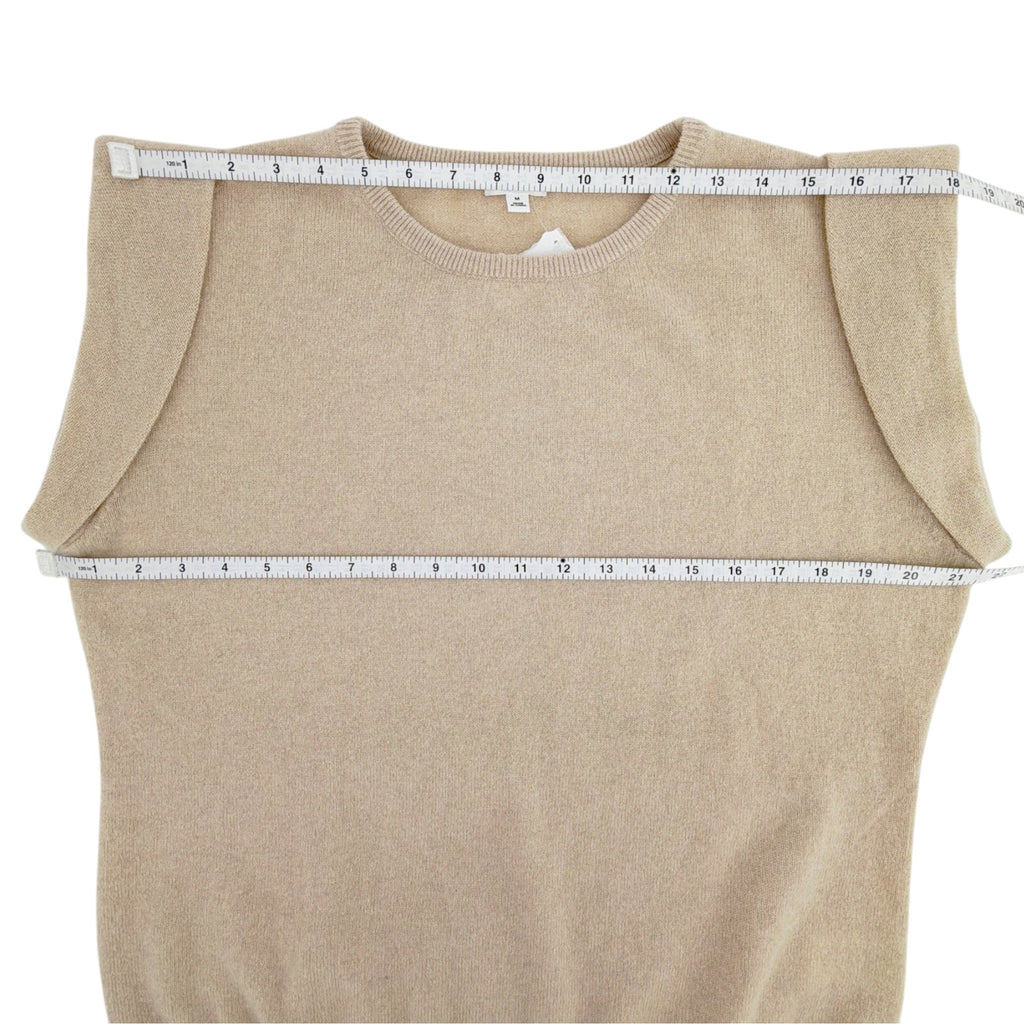 MINNIE ROSE Cashmere Cap Sleeve Knit Tee in Linen M Minnie Rose