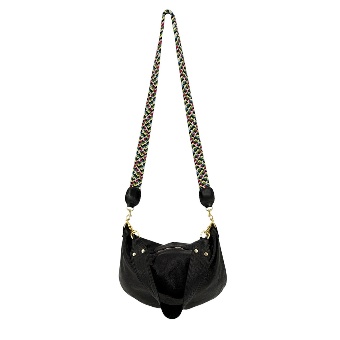 CLARE V. Moyen Messenger in Relaxed Black with Braided Crossbody Strap