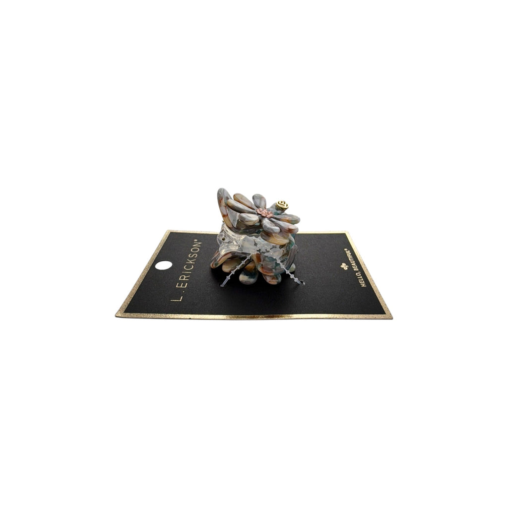 FRANCE LUXE L. ERICKSON Lane Claw Clip in Blue & Tan France Luxe