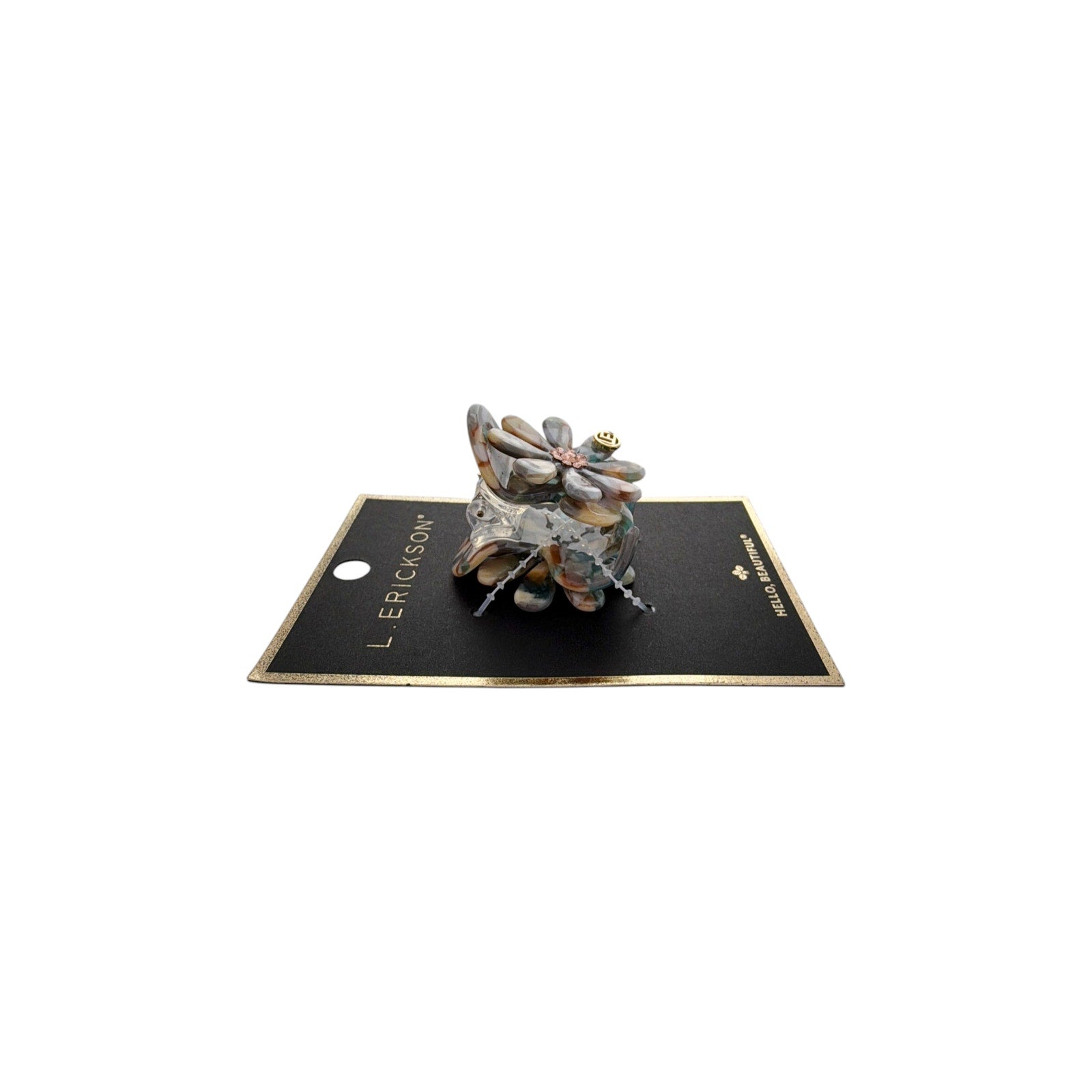 FRANCE LUXE L. ERICKSON Lane Claw Clip in Blue & Tan France Luxe