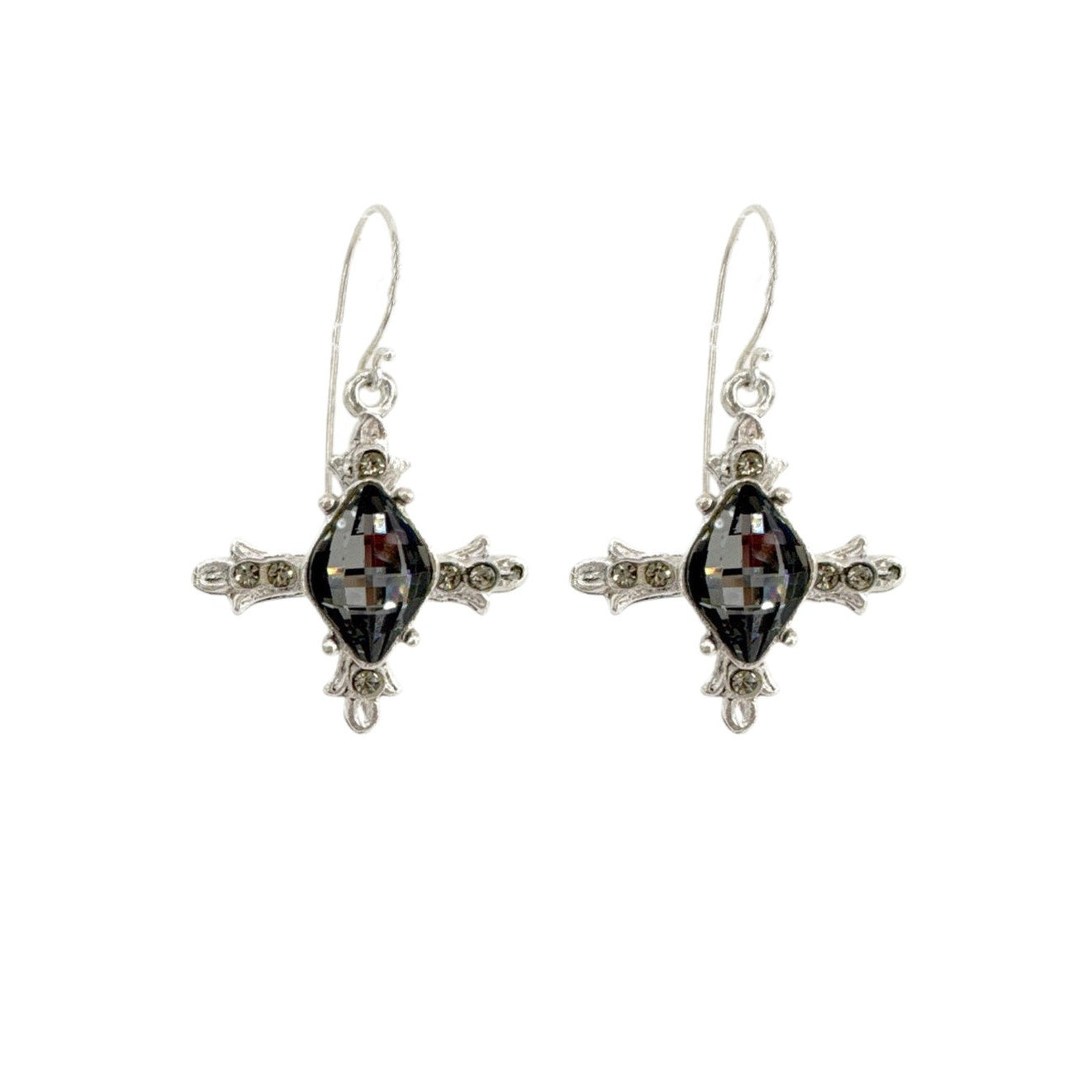 VIRGINS SAINTS & ANGELS VSA Ice Cross Earrings in Silver & Night