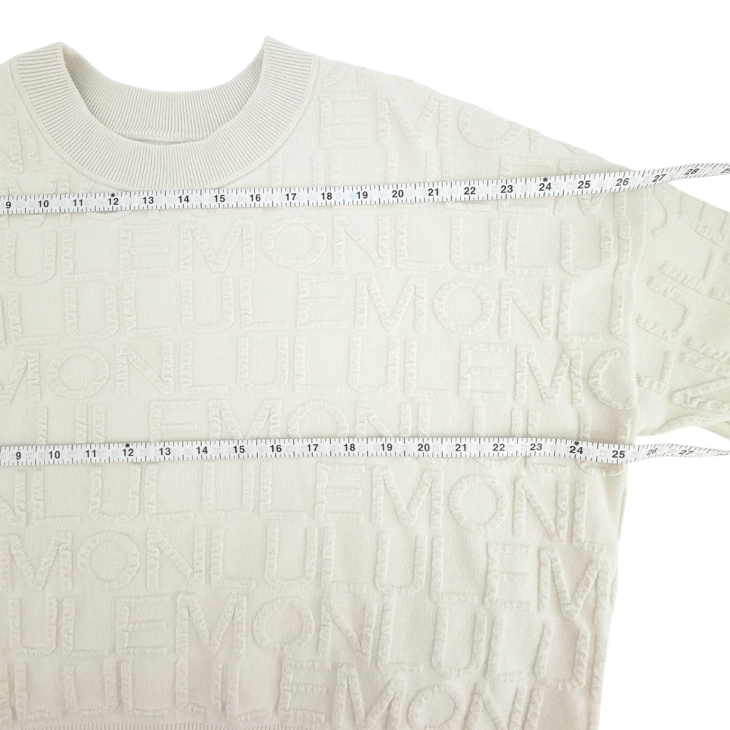 LULULEMON Cotton Blend Jacquard Crewneck Sweater in Light Ivory S Lululemon