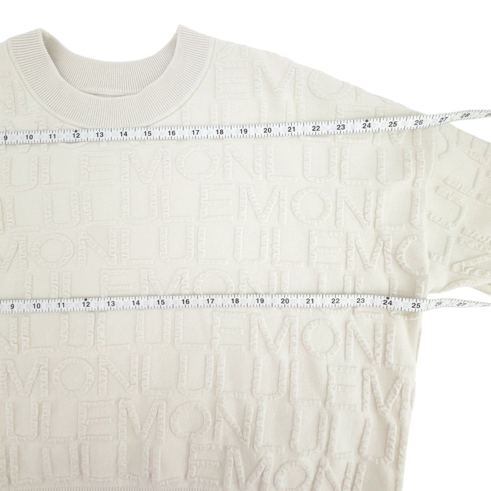 LULULEMON Cotton Blend Jacquard Crewneck Sweater in Light Ivory S Lululemon