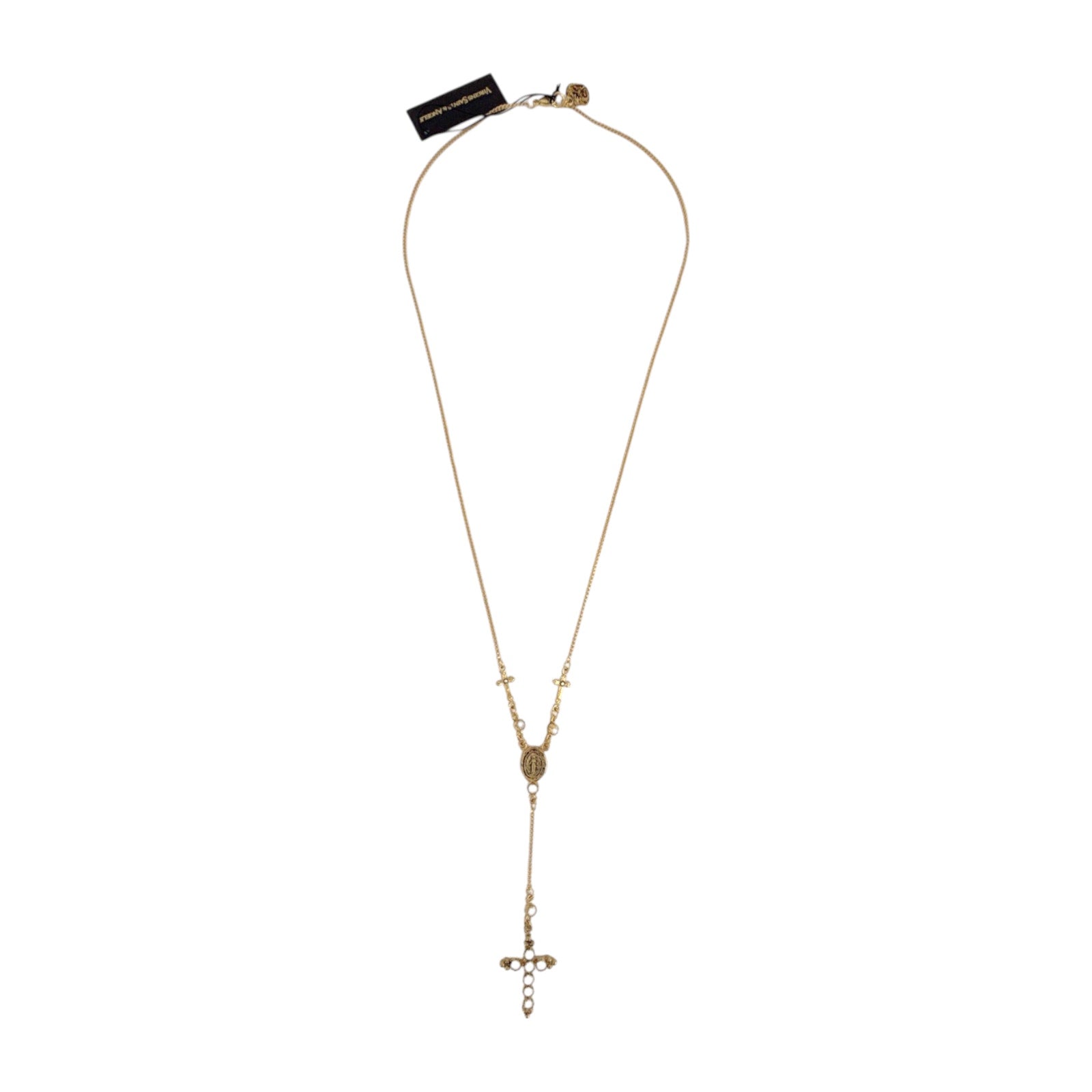 VIRGINS SAINTS & ANGELS VSA Maddie Rosary Necklace in Gold & White Opal Virgins Saints & Angels