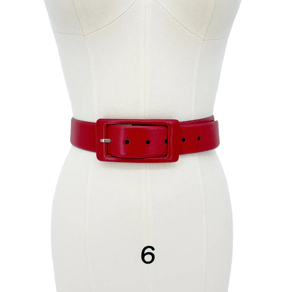 Jil SANDER Leather Belt with Leather Buckle in Red XS - flyKAMP