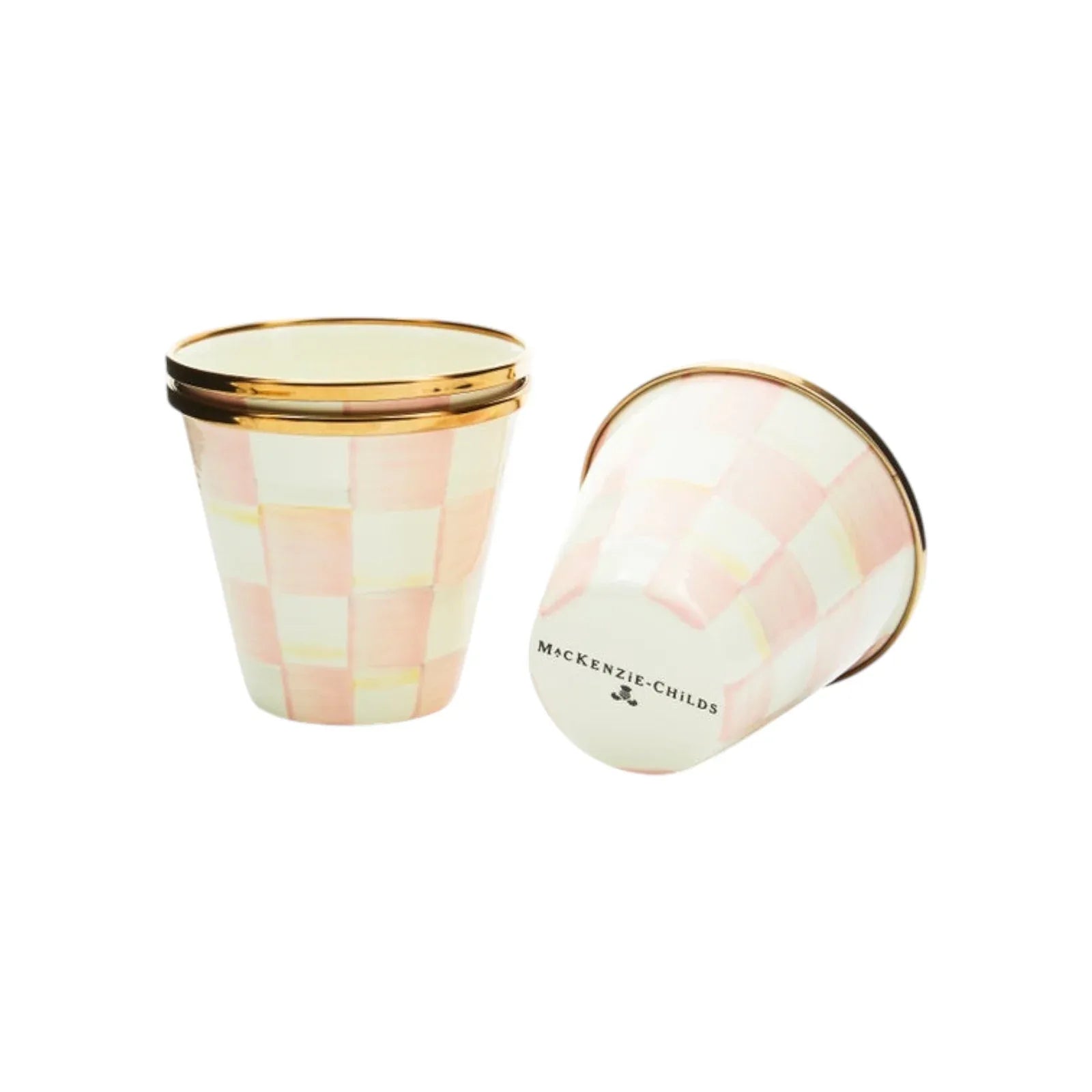 MACKENZIE-CHILDS Herb Pots in Rosy Check Set of 3 - flyKAMP