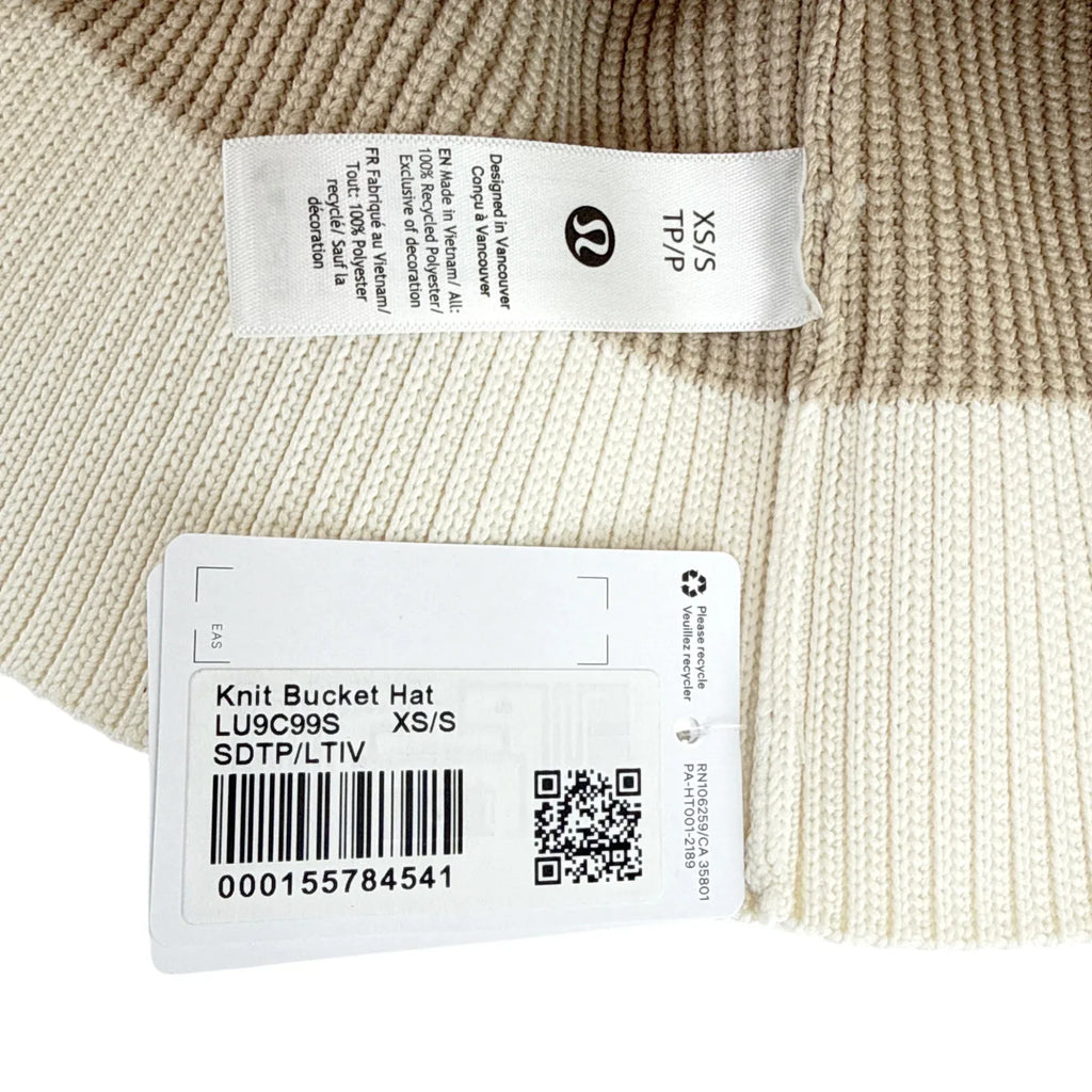 LULULEMON Knit Bucket Hat in Sand Trap/Light Ivory XS/S - flyKAMP