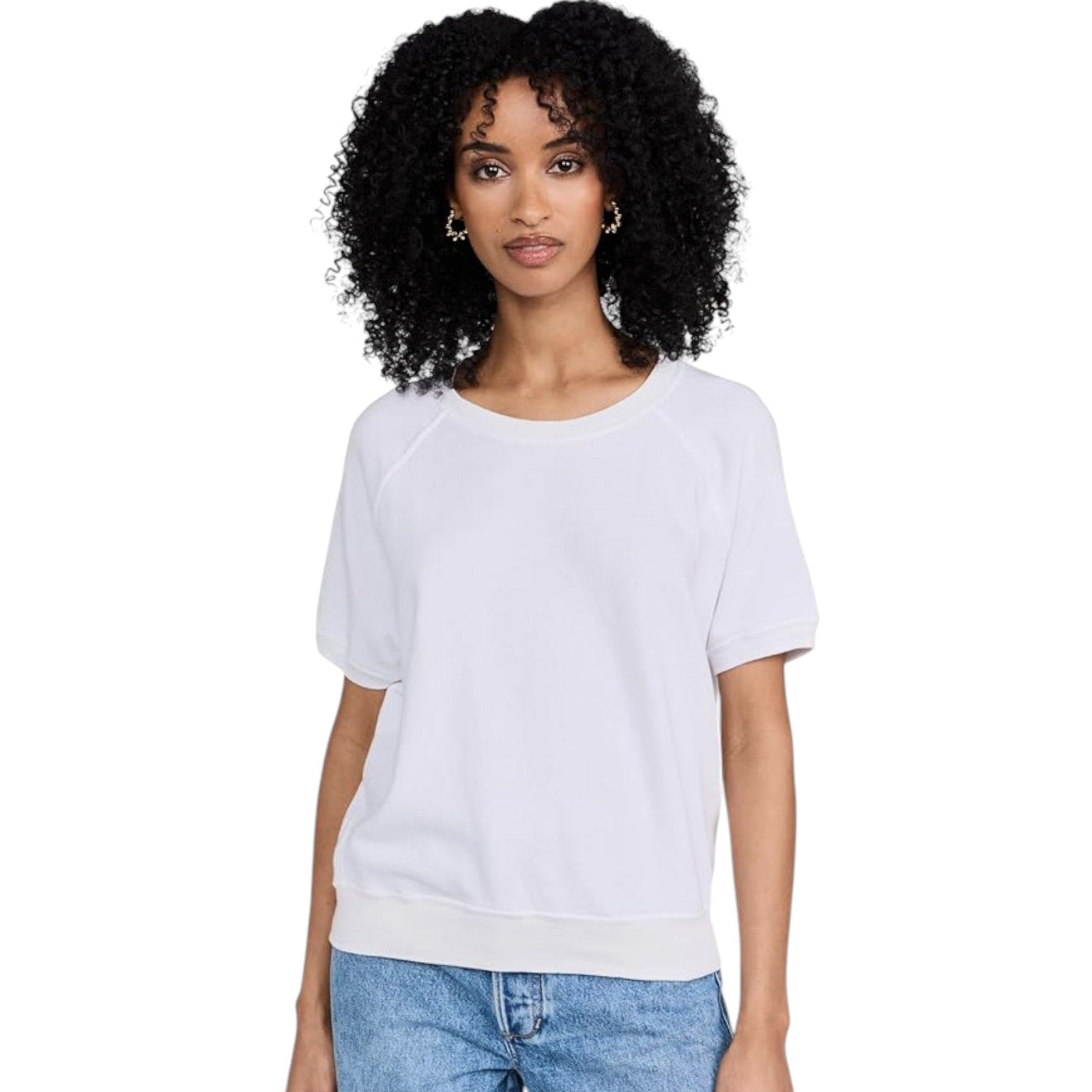 THE GREAT. The Short Sleeve Sweatshirt in True White 0|XS The Great.