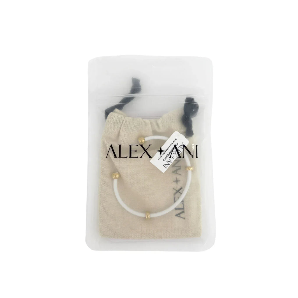 ALEX+ANI Bezel Stone Enamel Cuff in White - flyKAMP