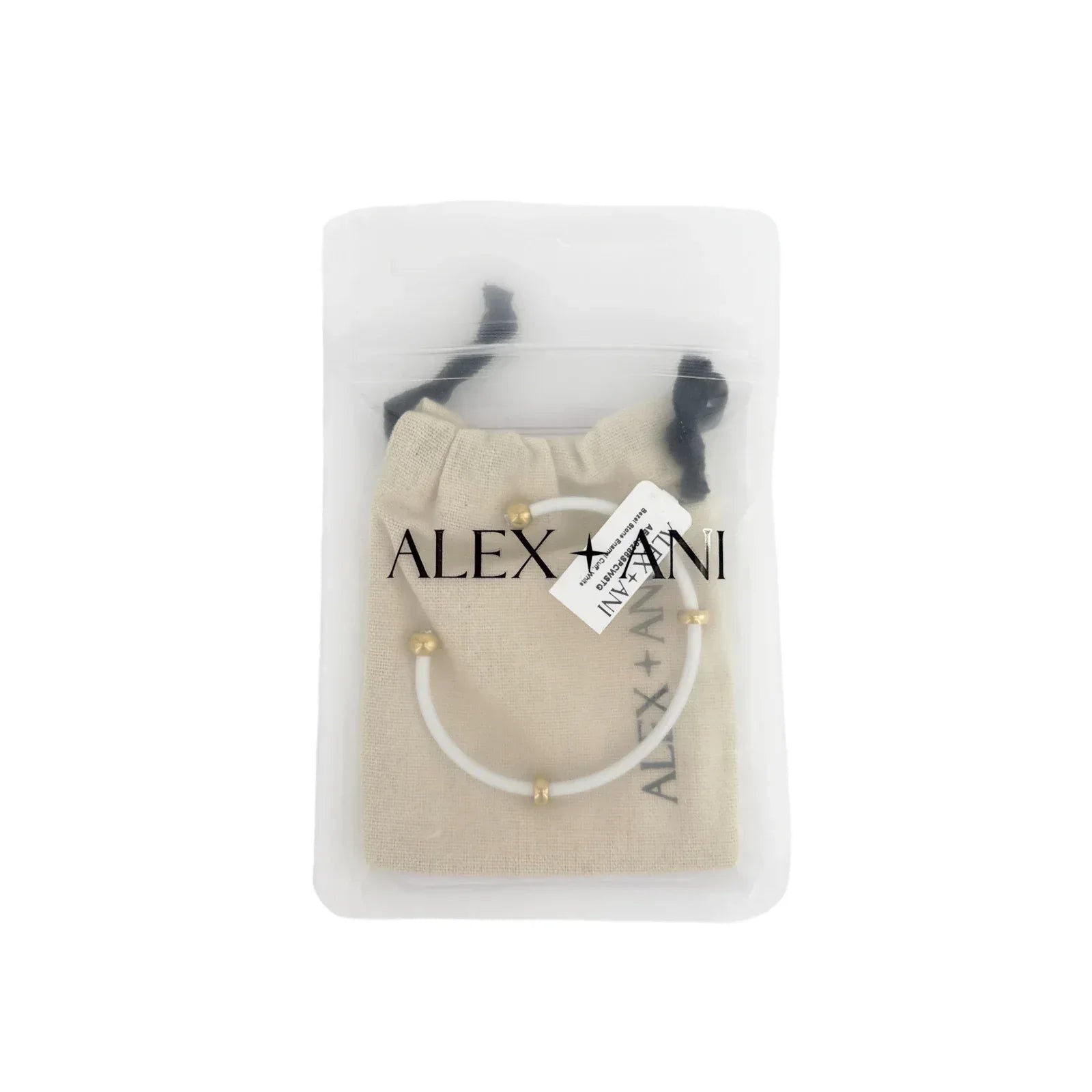 ALEX+ANI Bezel Stone Enamel Cuff in White - flyKAMP