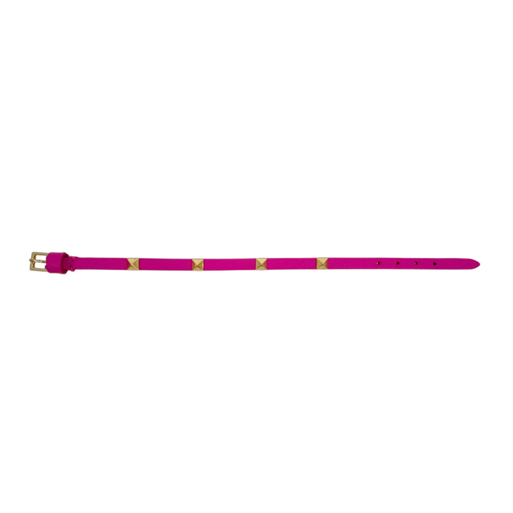 VALENTINO GARAVANI Rockstud Leather Bracelet in Pink - flyKAMP