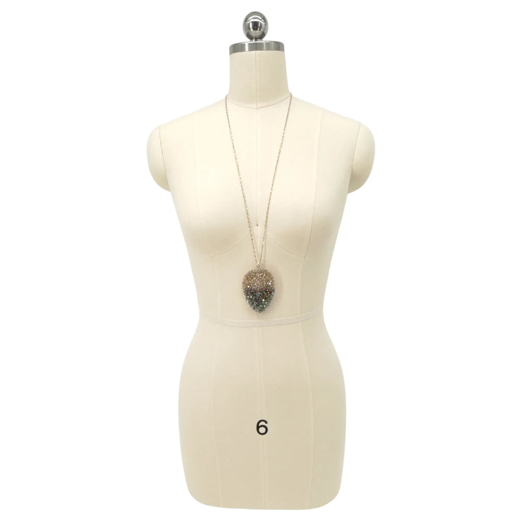 THEIA Jewelry Long Leaf Drop Pendant Necklace in Gold Green - flyKAMP