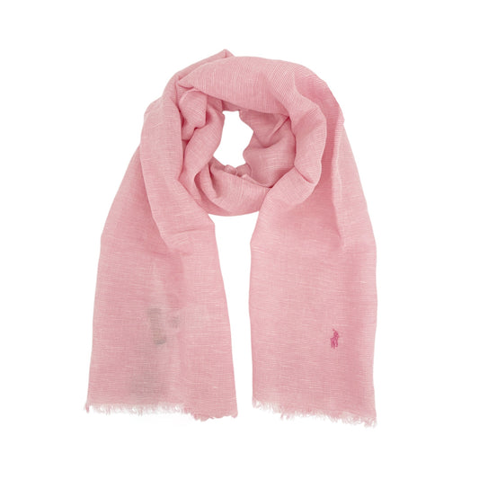 POLO RALPH LAUREN Micro-Houndstooth Linen-Cotton Scarf in Pink & White