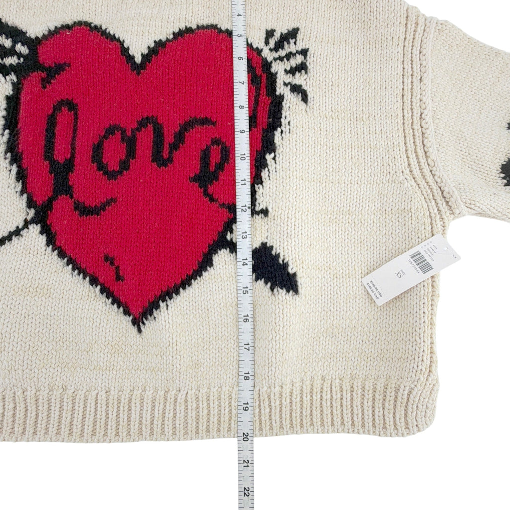 ANTHROPOLOGIE Maeve Lovestruck Long-Sleeve Crew-Neck Sweater XS Anthropologie