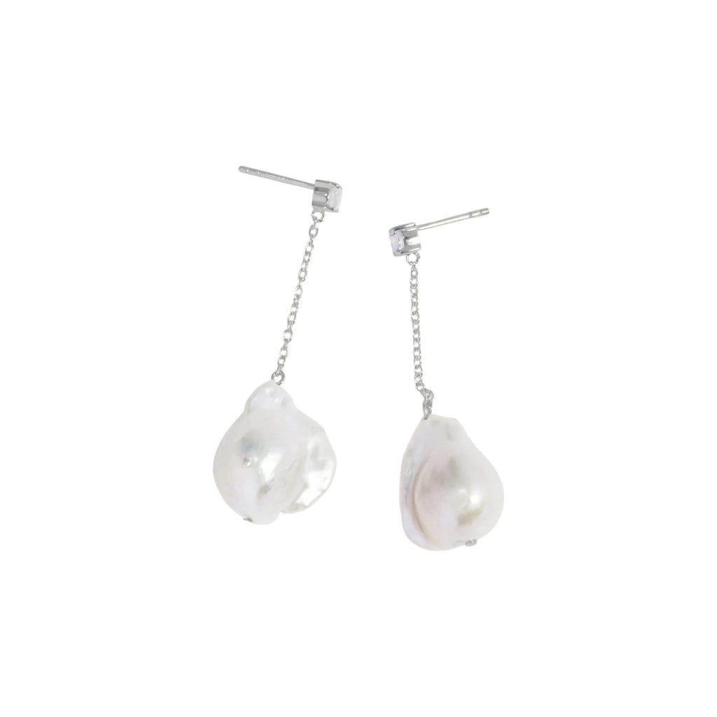 COMPLETEDWORKS Suspended Boulder Baroque Pearl & CZ Sterling Silver Earrings COMPLETEDWORKS
