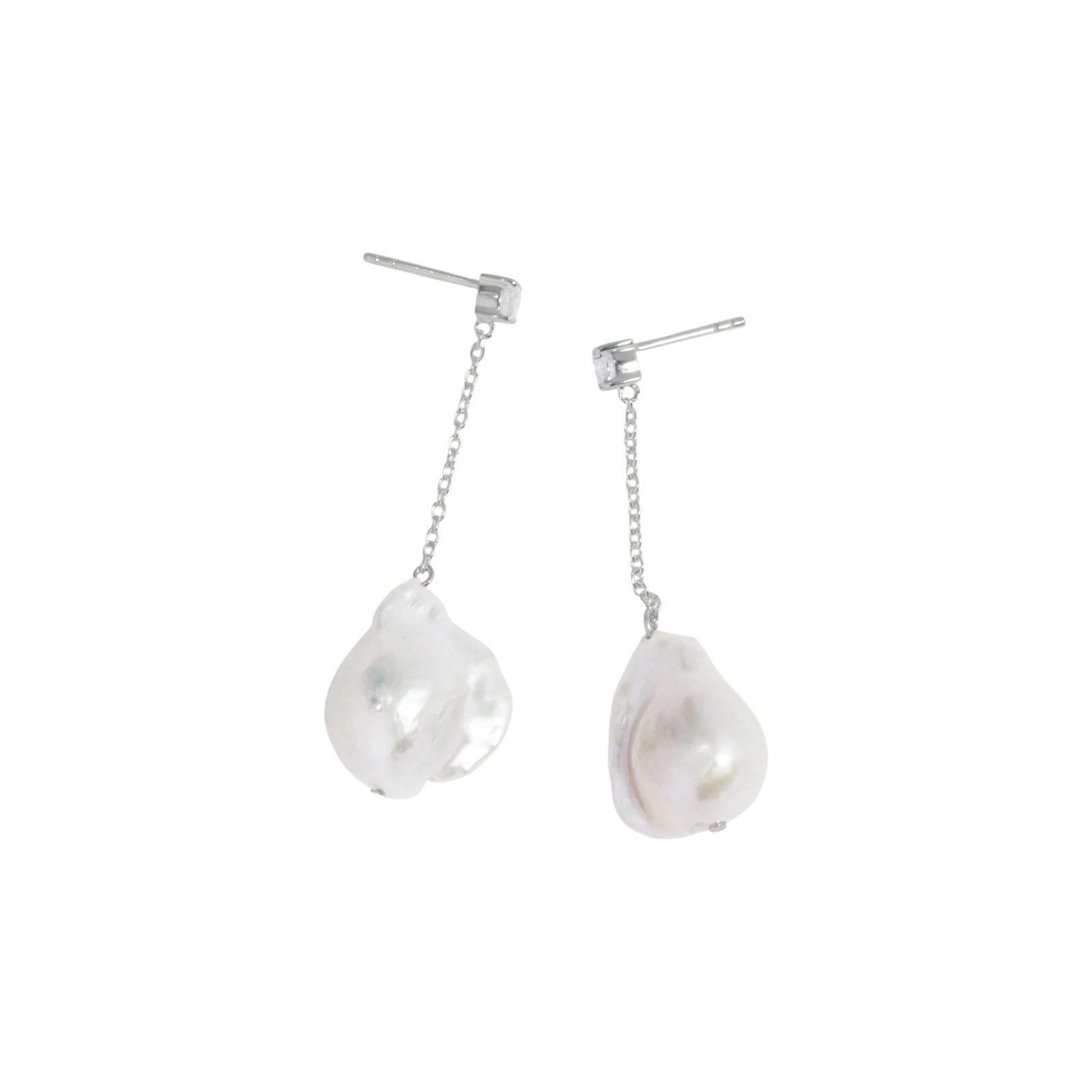 COMPLETEDWORKS Suspended Boulder Baroque Pearl & CZ Sterling Silver Earrings COMPLETEDWORKS