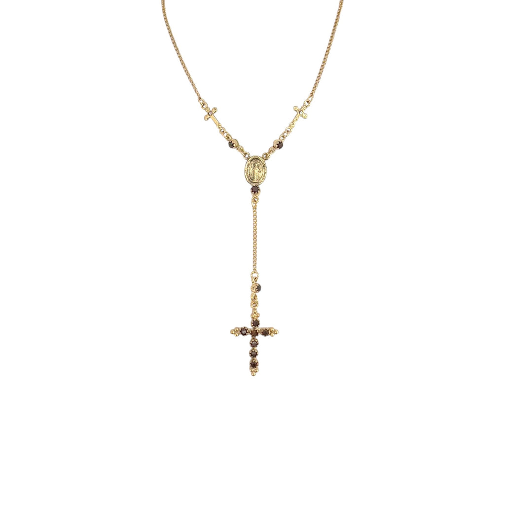 VIRGINS SAINTS & ANGELS VSA Maddie Rosary Necklace in Gold & Burgundy Virgins Saints & Angels