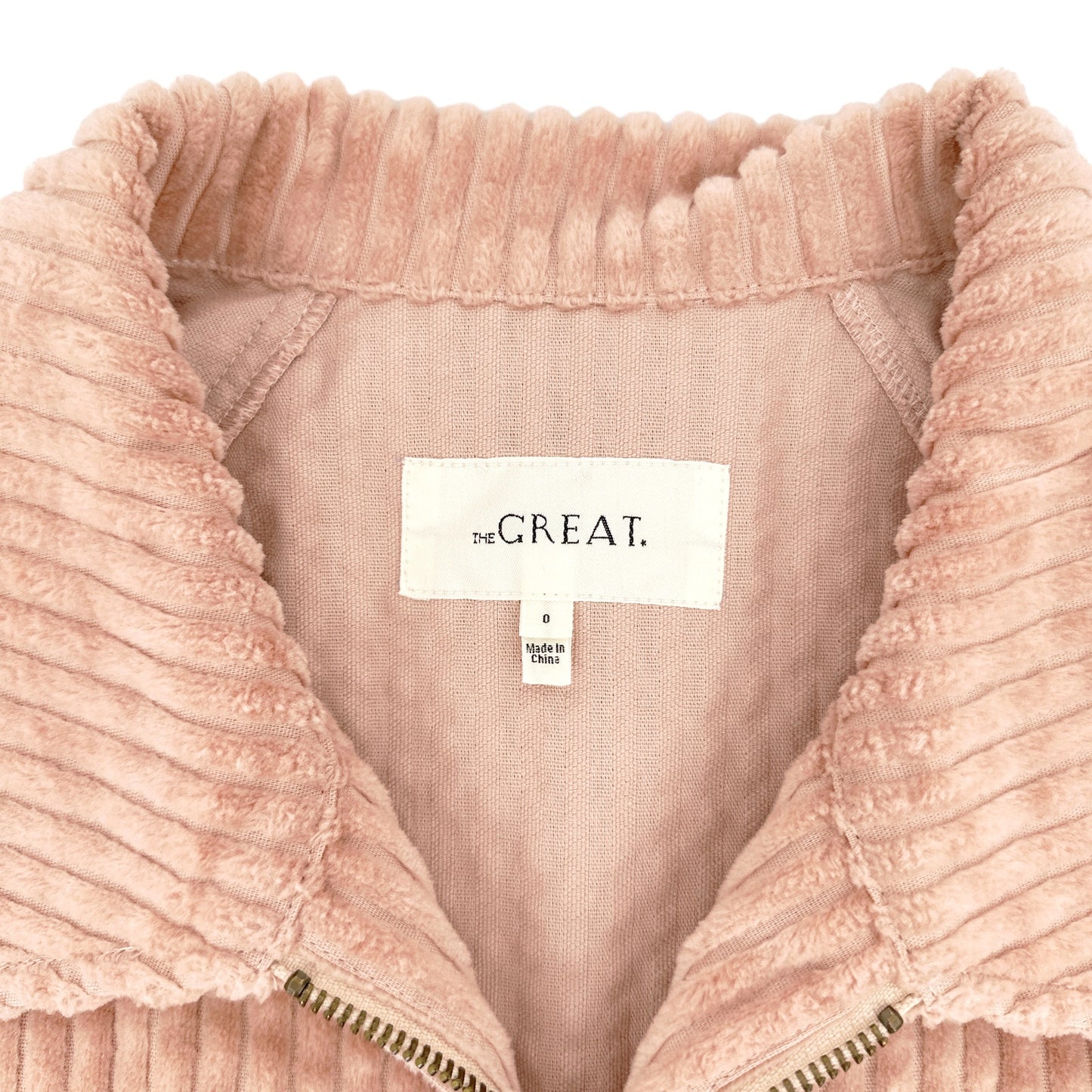 The GREAT. The Boxy Zip Jacket in Blush 0|XS