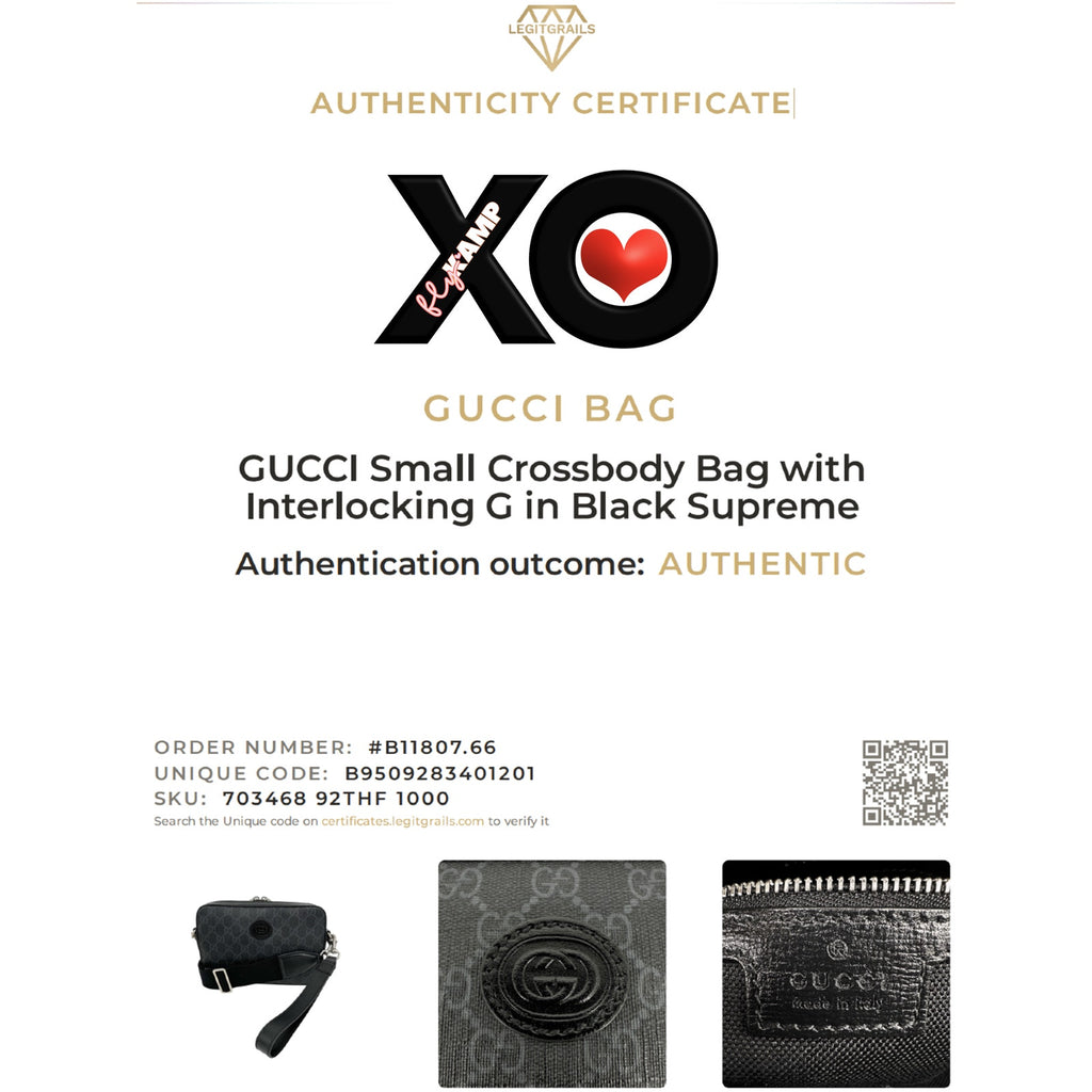 GUCCI GG Supreme Monogram Interlocking G Wrist & Shoulder Bag in Black Gucci